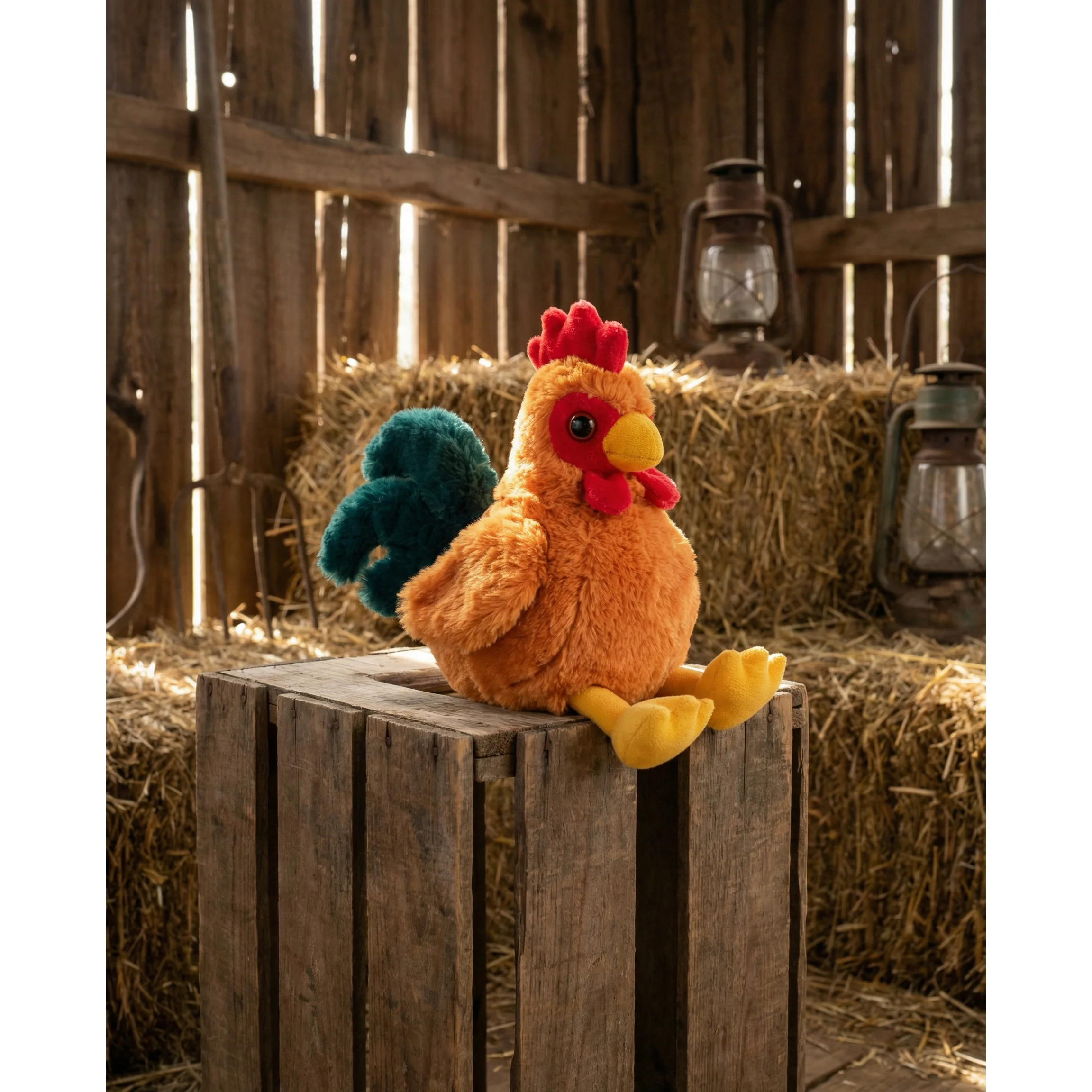Hug'Ems-Mini Rooster Stuffed Animal 7" | Soft Farm Animal Plush Chicken Toy - Image 2