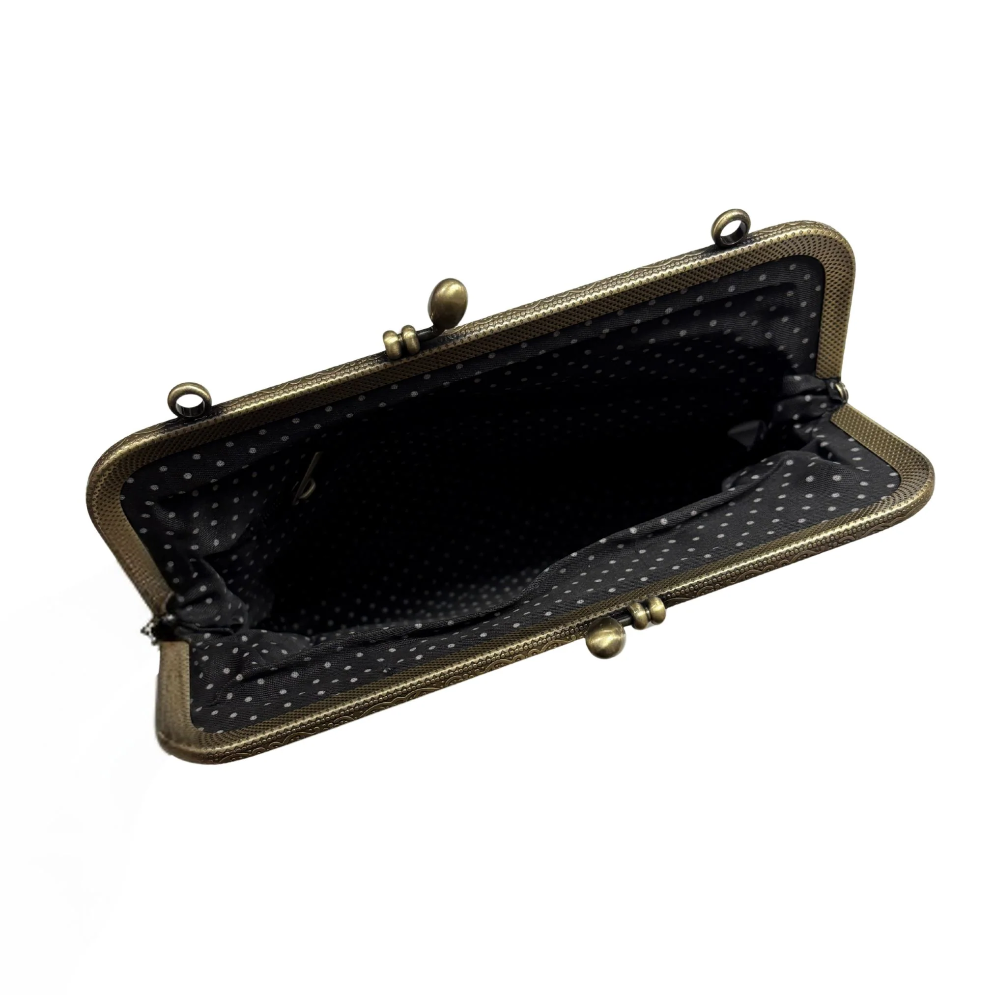 Hummingbird Kisslock Bag in Black | Embroidered Floral Handheld Shoulder Bag - Image 3