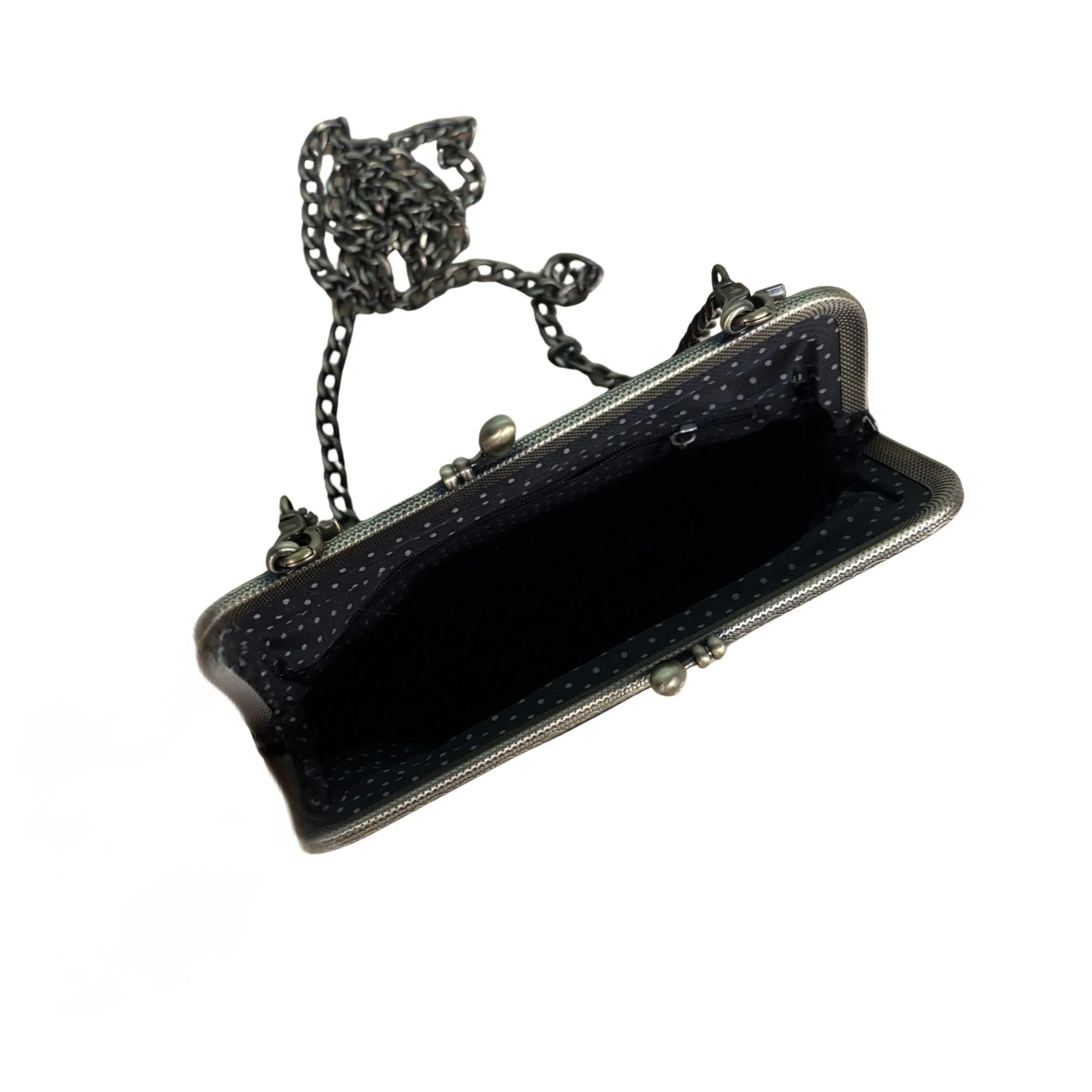 Hummingbird Kisslock Bag in Black | Embroidered Floral Handheld Shoulder Bag - Image 8