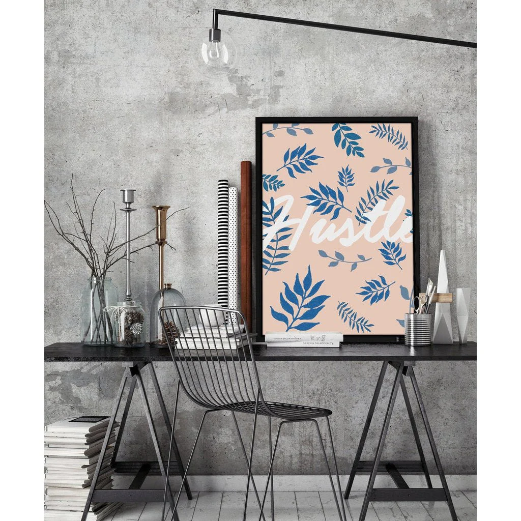 Hustle Motivational Art Print in Leaves Design - Image 3