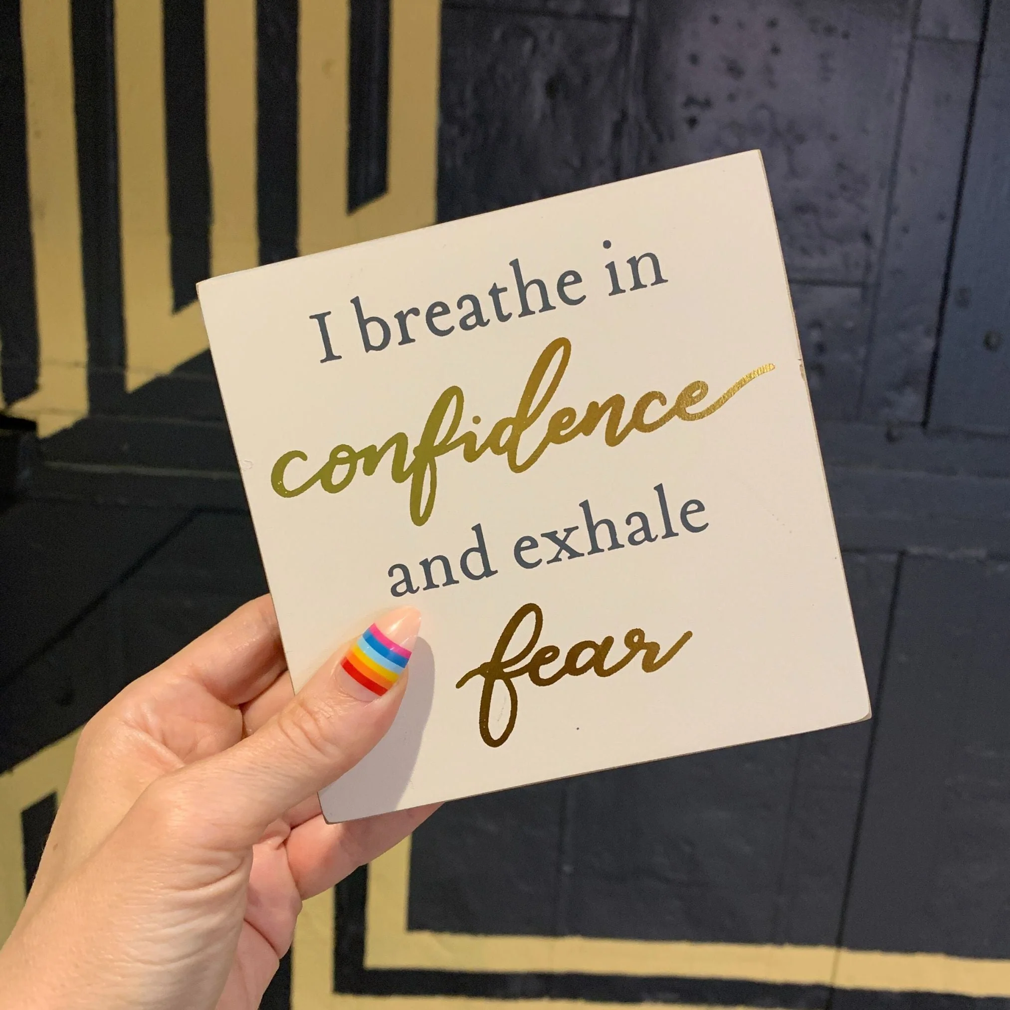 I Breathe In Confidence And Exhale Fear Inspo Block Sign | Metallic Copper Details - Image 9