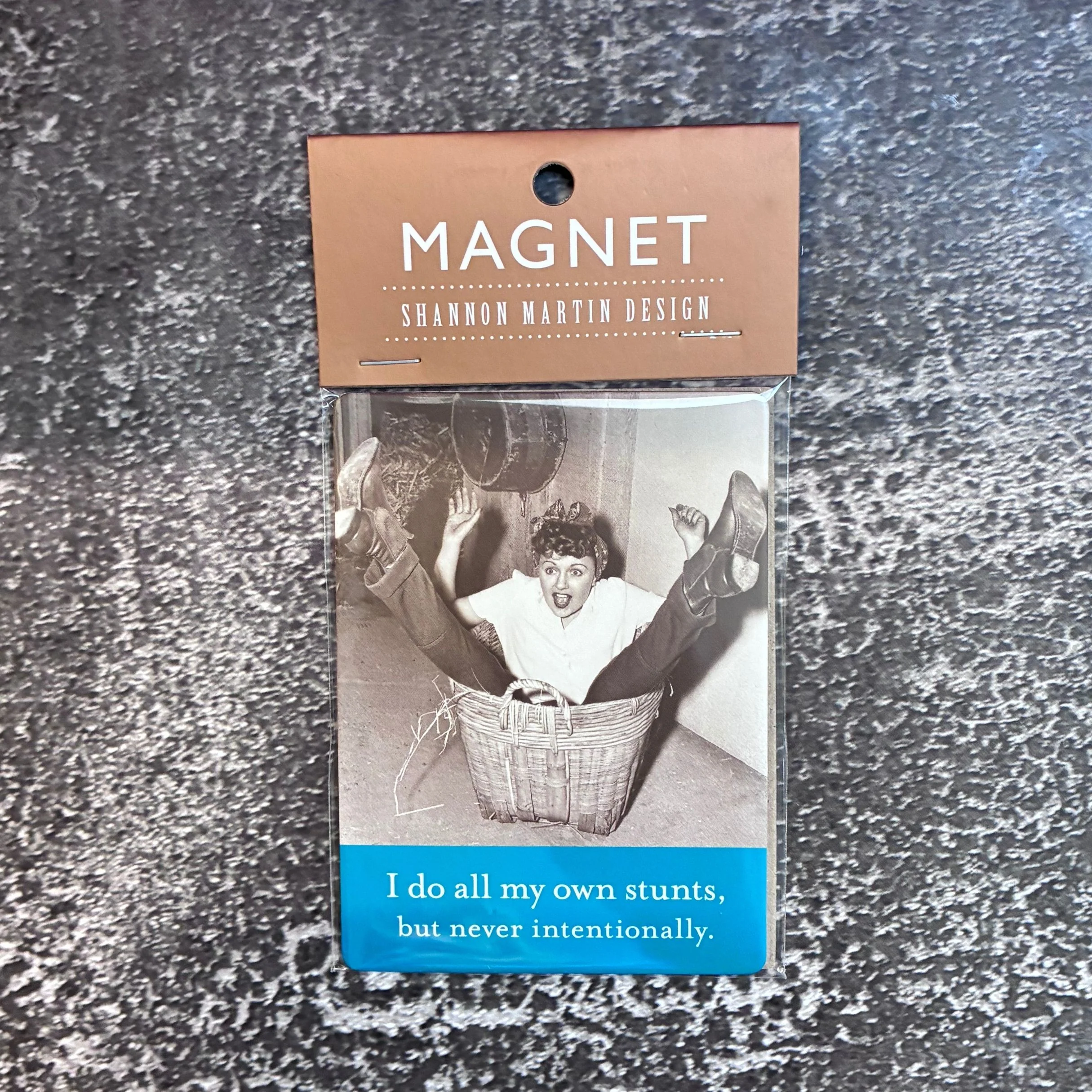 I Do All My Own Stunts Rectangle Magnet | Retro Fridge and Office Magnet - Image 3