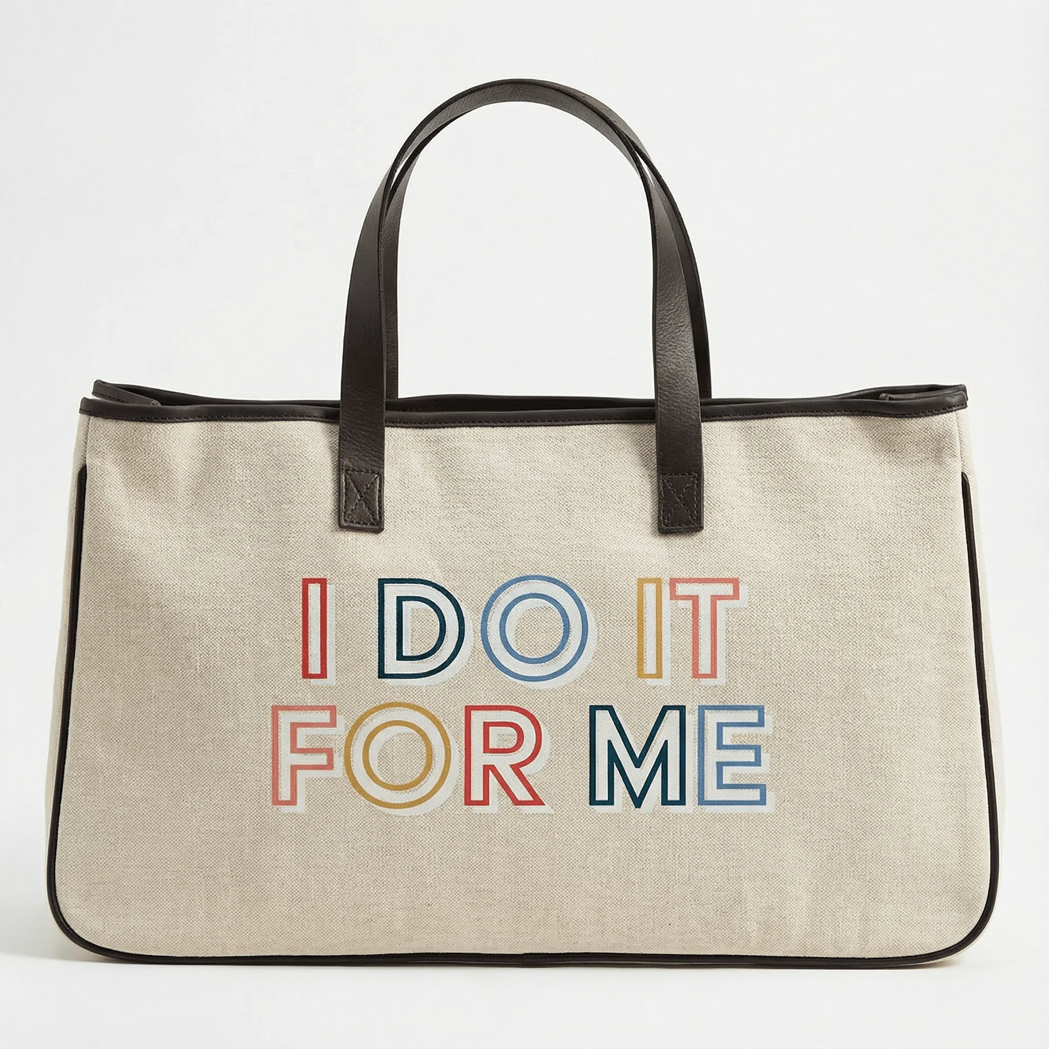 I Do It For Me Large Rectangular Tote Bag | Genuine Leather Handles - Image 7