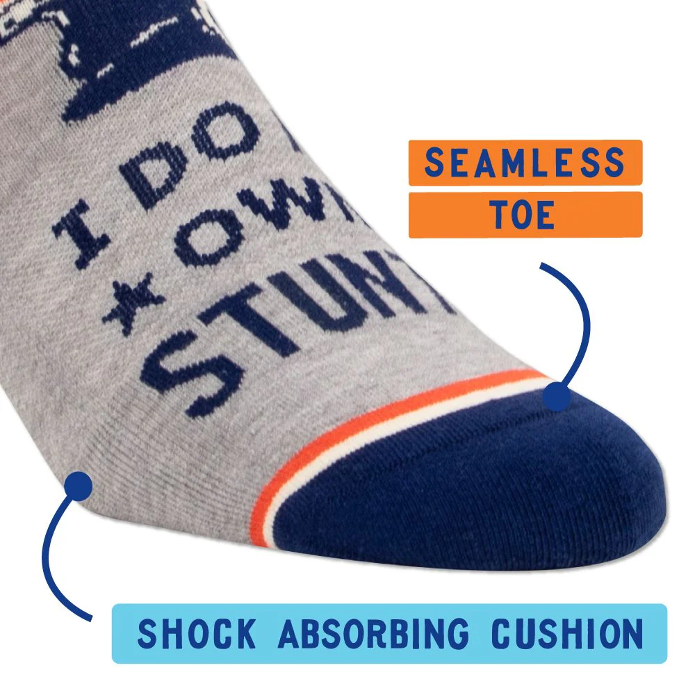 I Do My Own Stunts Men's or Unisex Sneaker Socks [2 Size Options] | BlueQ at GetBullish - Image 4