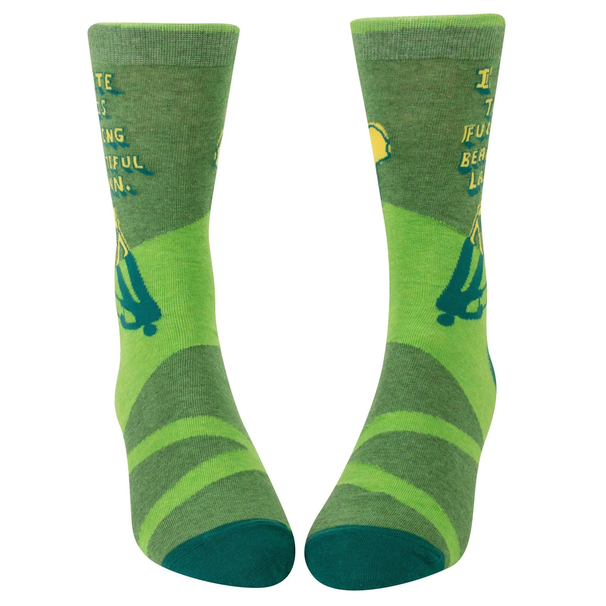 I Hate This Fucking Beautiful Lawn Men's Crew Socks in Green | BlueQ at GetBullish - Image 3