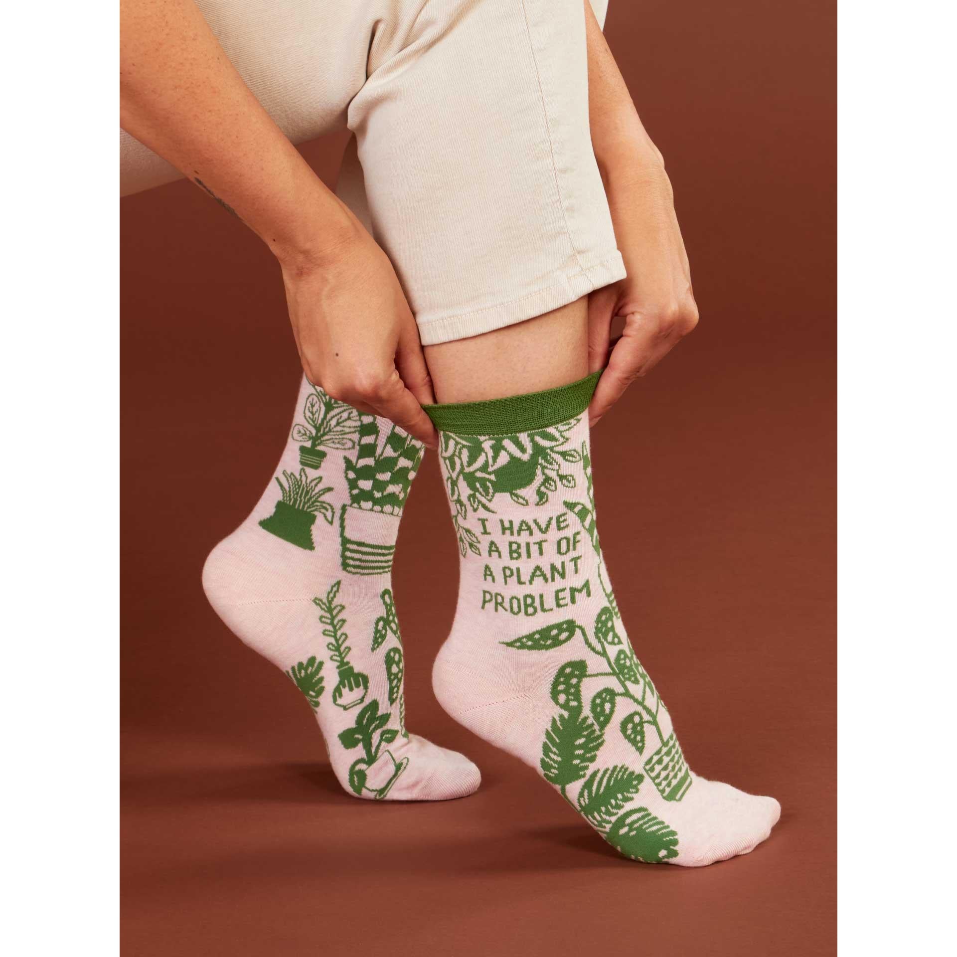 I Have A Bit Of A Plant Problem Women's Crew Socks | Novelty Funny Socks | BlueQ at GetBullish - Image 2