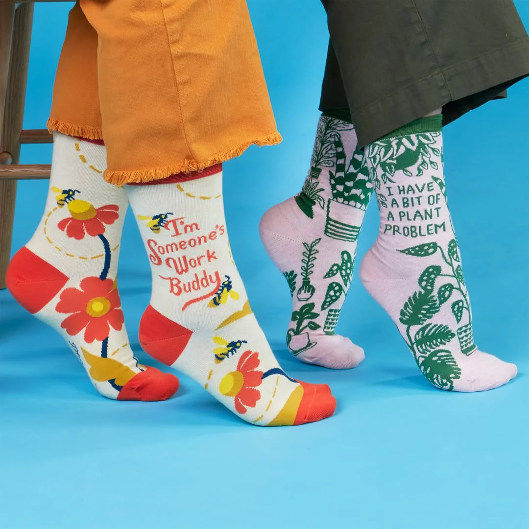 I Have A Bit Of A Plant Problem Women's Crew Socks | Novelty Funny Socks | BlueQ at GetBullish - Image 4