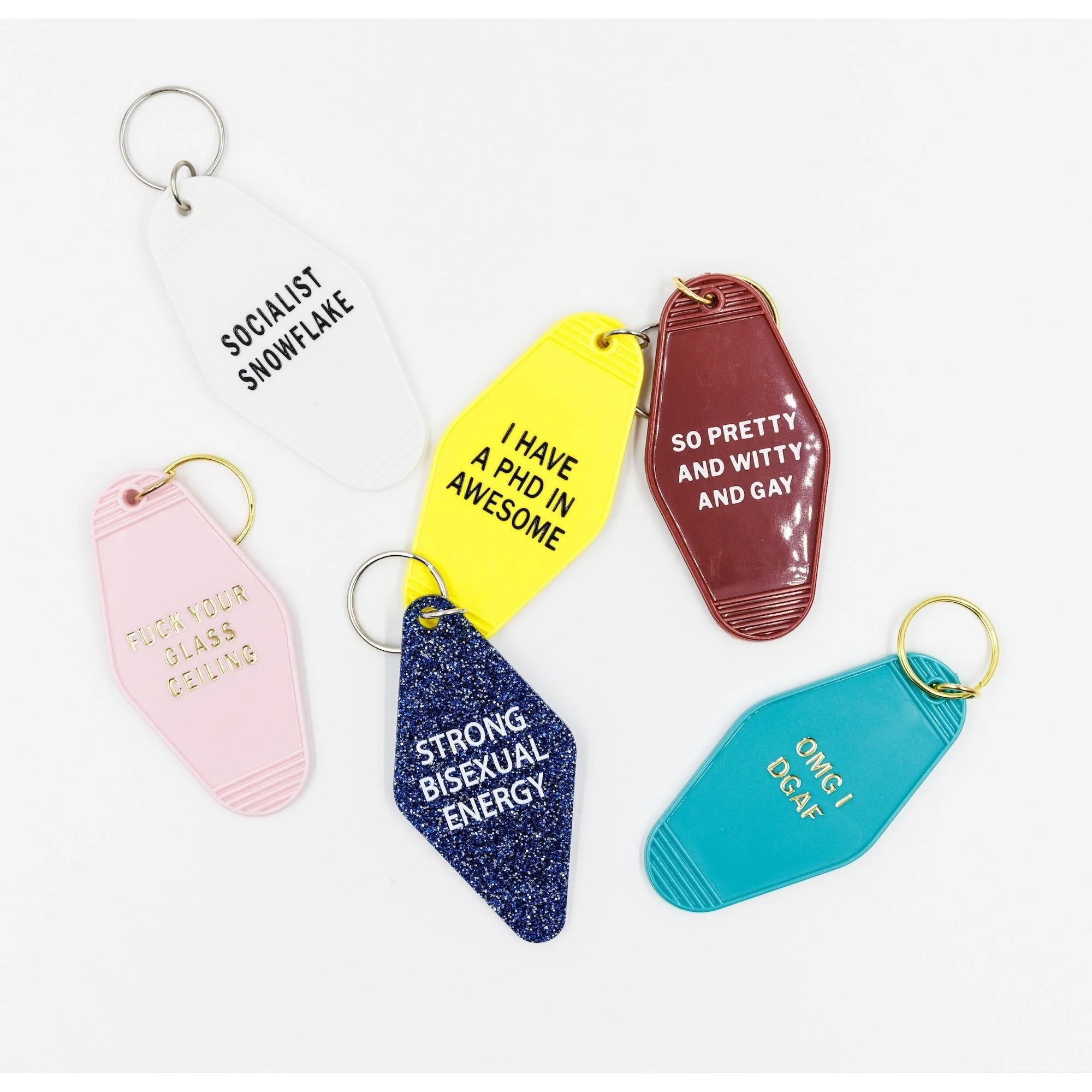 I Have a PhD in Awesome Yellow Motel Style Keychain - Image 6