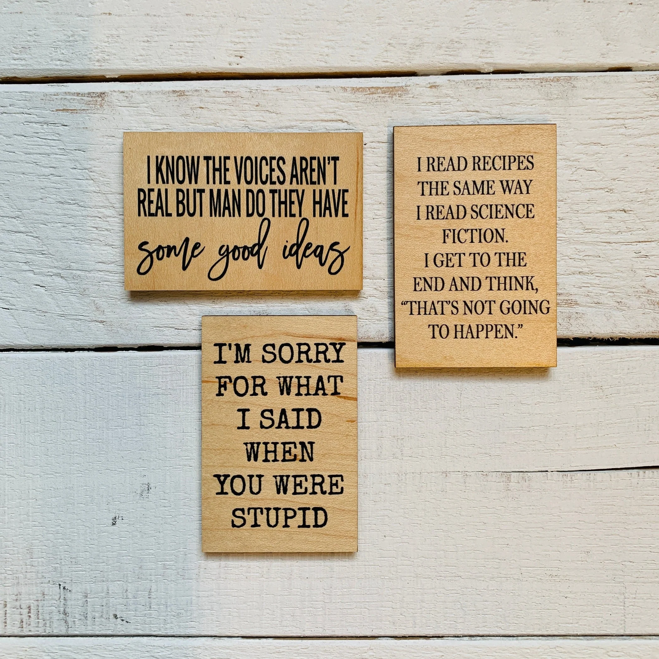 I Know The Voices Aren't Real Funny Wood Refrigerator Magnet | 2" x 3" - Image 2