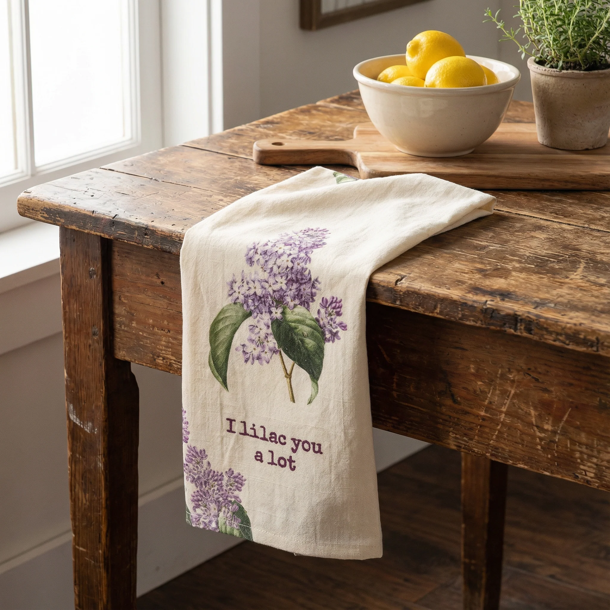 I Lilac You A Lot Dish Cloth Towel | Cotten Linen Novelty Tea Towel | Cute Kitchen Hand Towel | 18" x 28" - Image 7