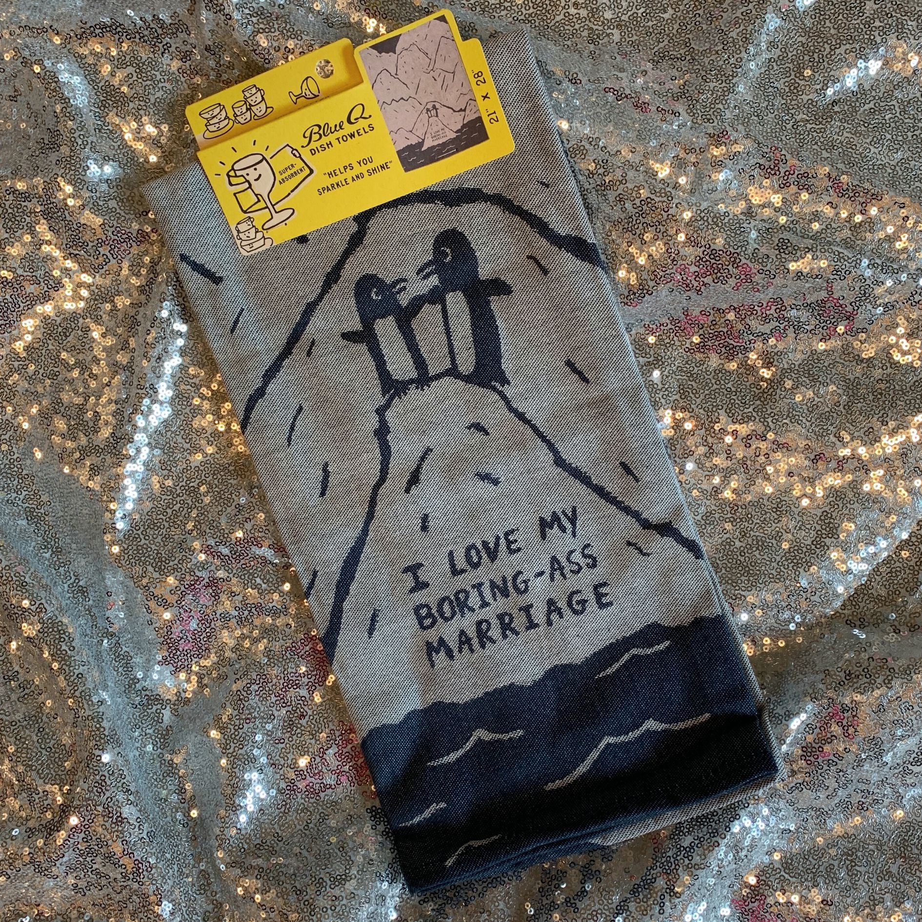 I Love My Boring- Ass Marriage Woven Dish Cloth Towel | Kitchen Tea Towel | 21" x 28" | BlueQ at GetBullish - Image 6