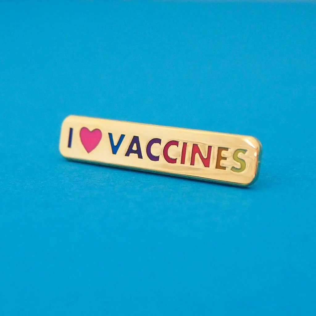 I Love Vaccines Gold Plated Enamel Pin - Image 2
