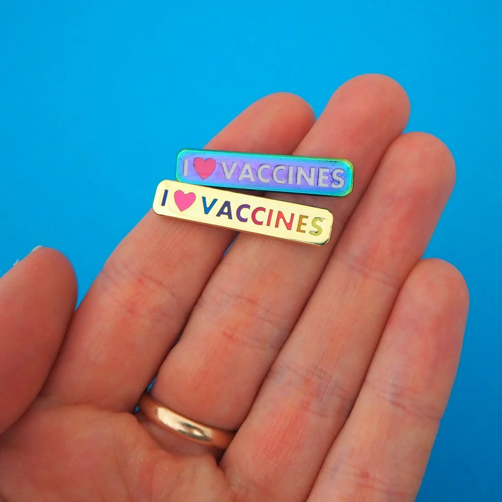 I Love Vaccines Gold Plated Enamel Pin - Image 3