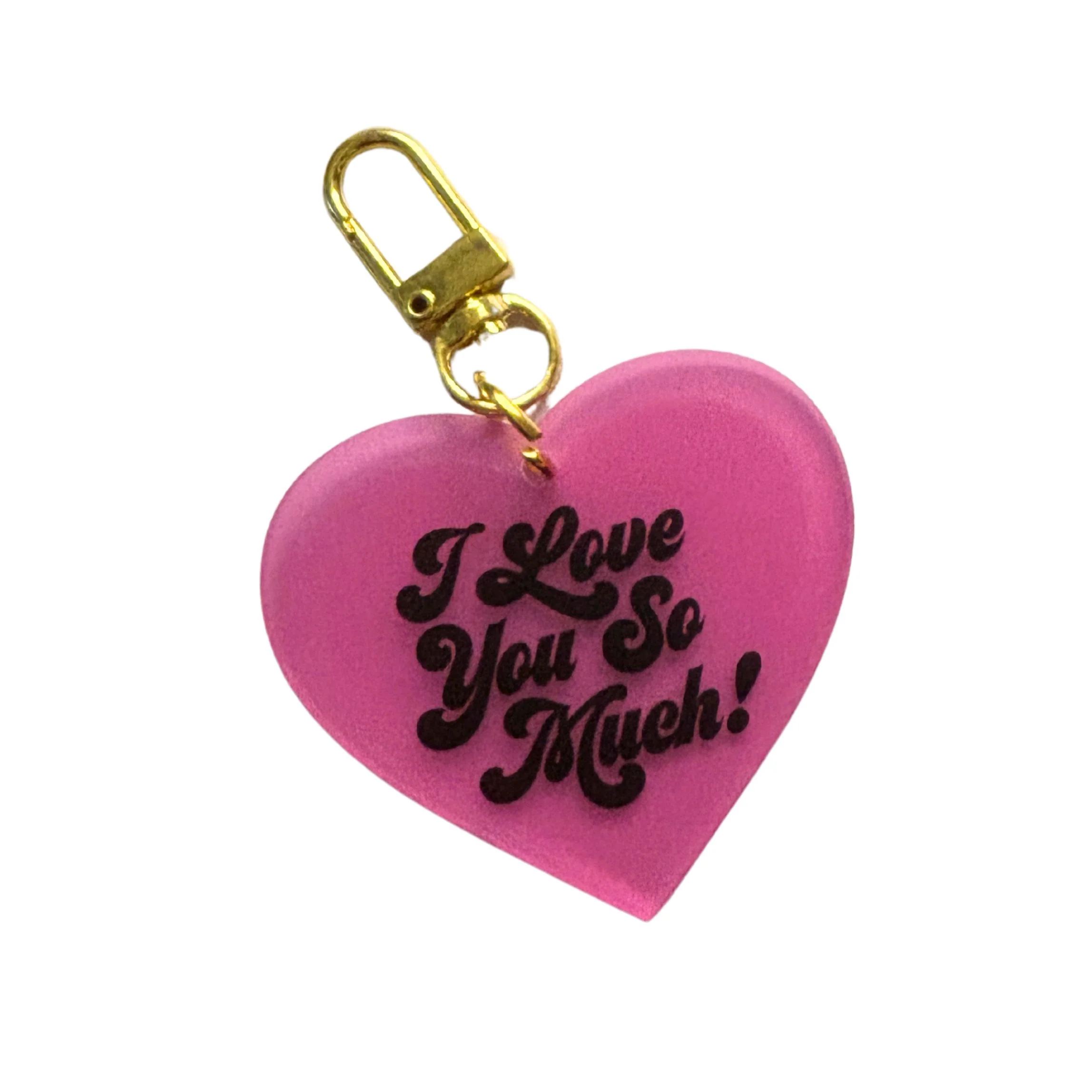 I Love You So Much Heart Keychain in Bubblegum Pink - Image 4