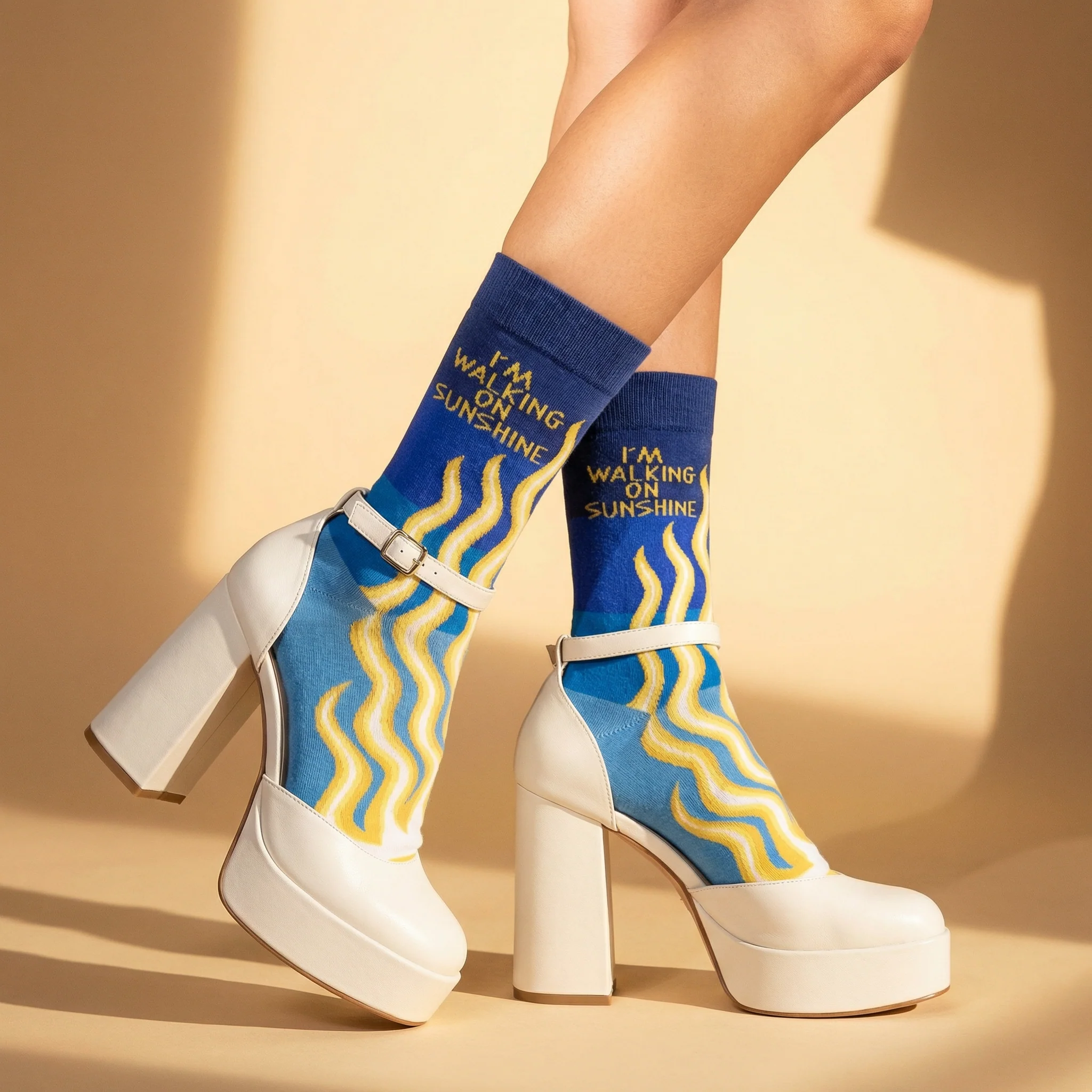 I’m Walking On Sunshine Socks | Colorful Sun Ray Crew Socks - Image 3