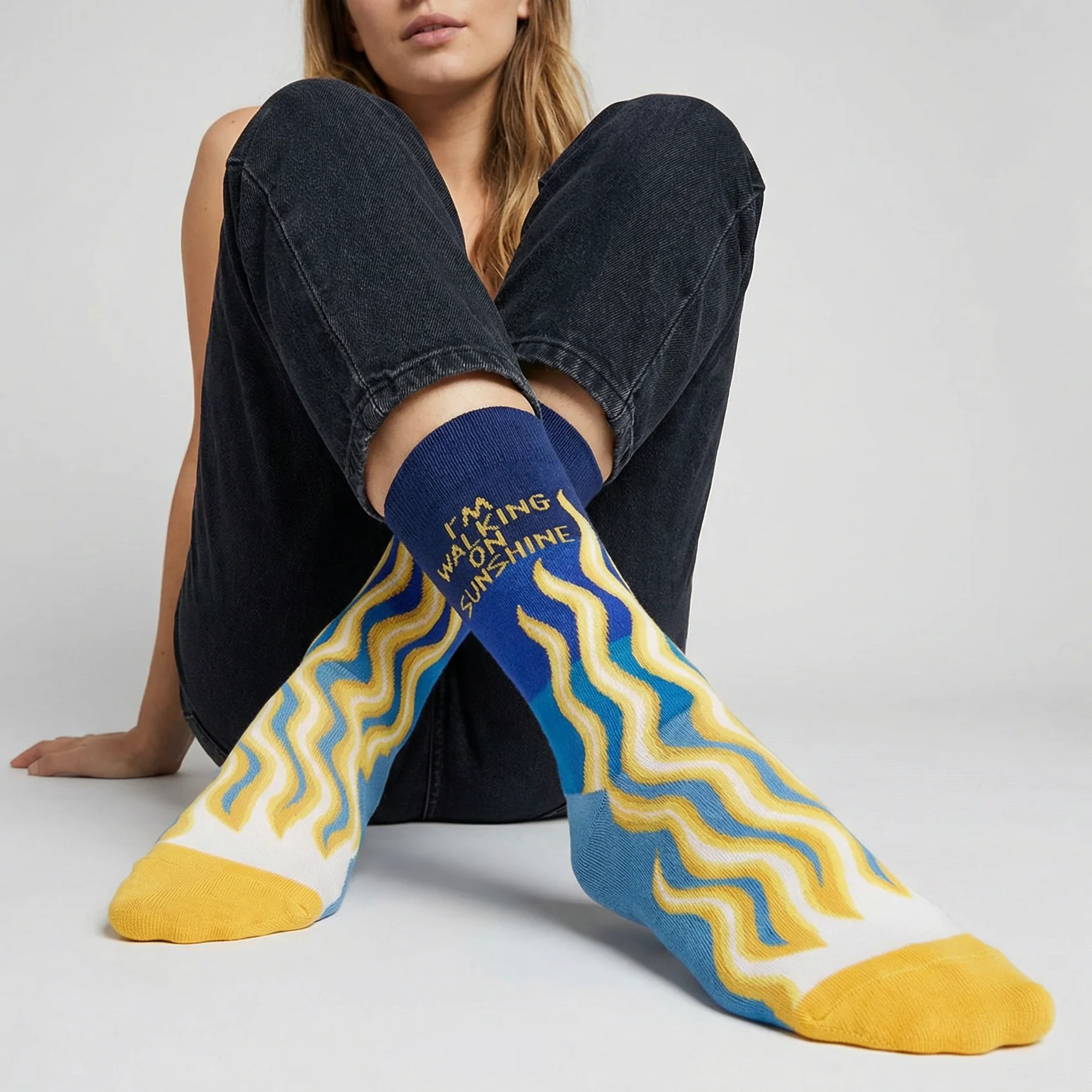 I’m Walking On Sunshine Socks | Colorful Sun Ray Crew Socks - Image 5