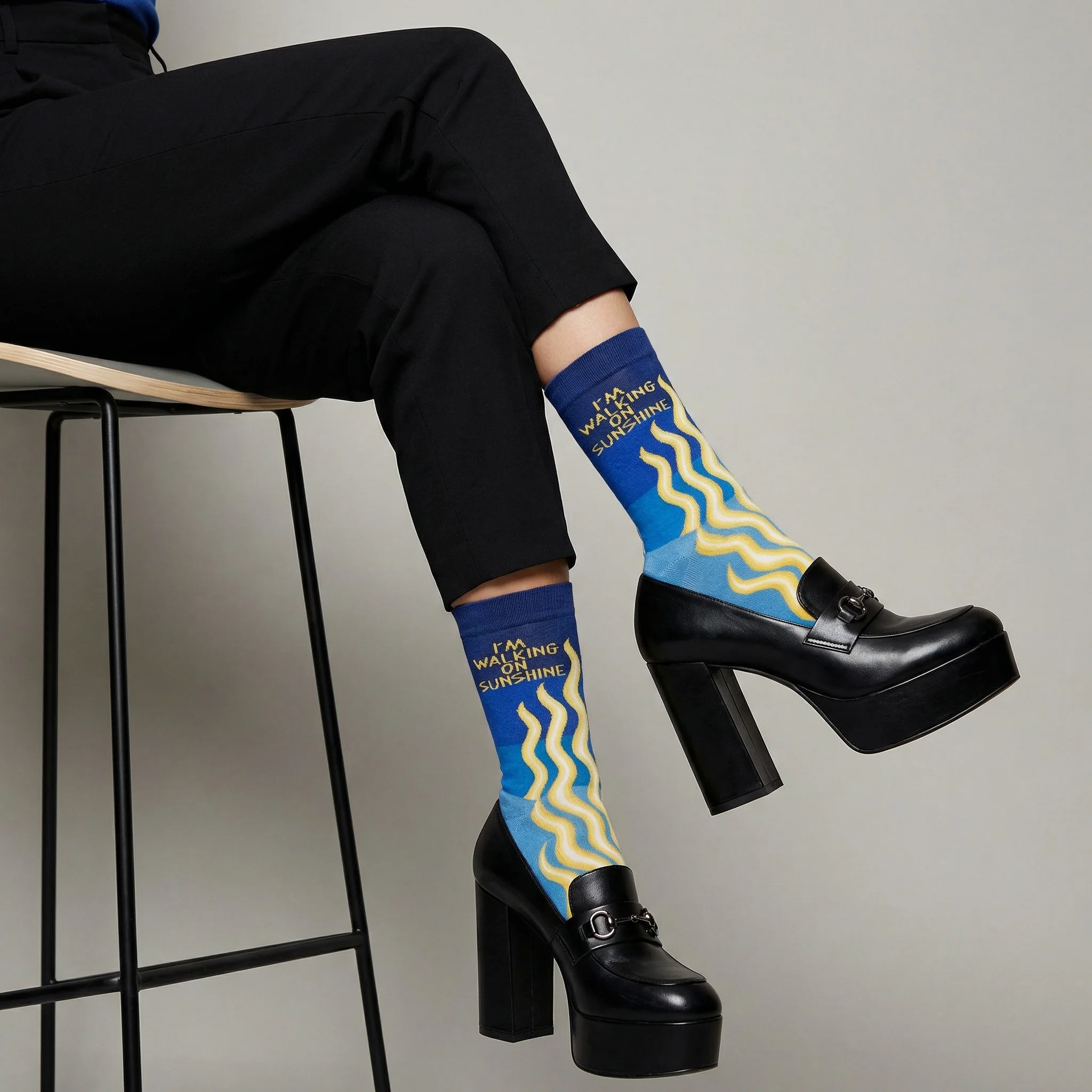 I’m Walking On Sunshine Socks | Colorful Sun Ray Crew Socks - Image 7