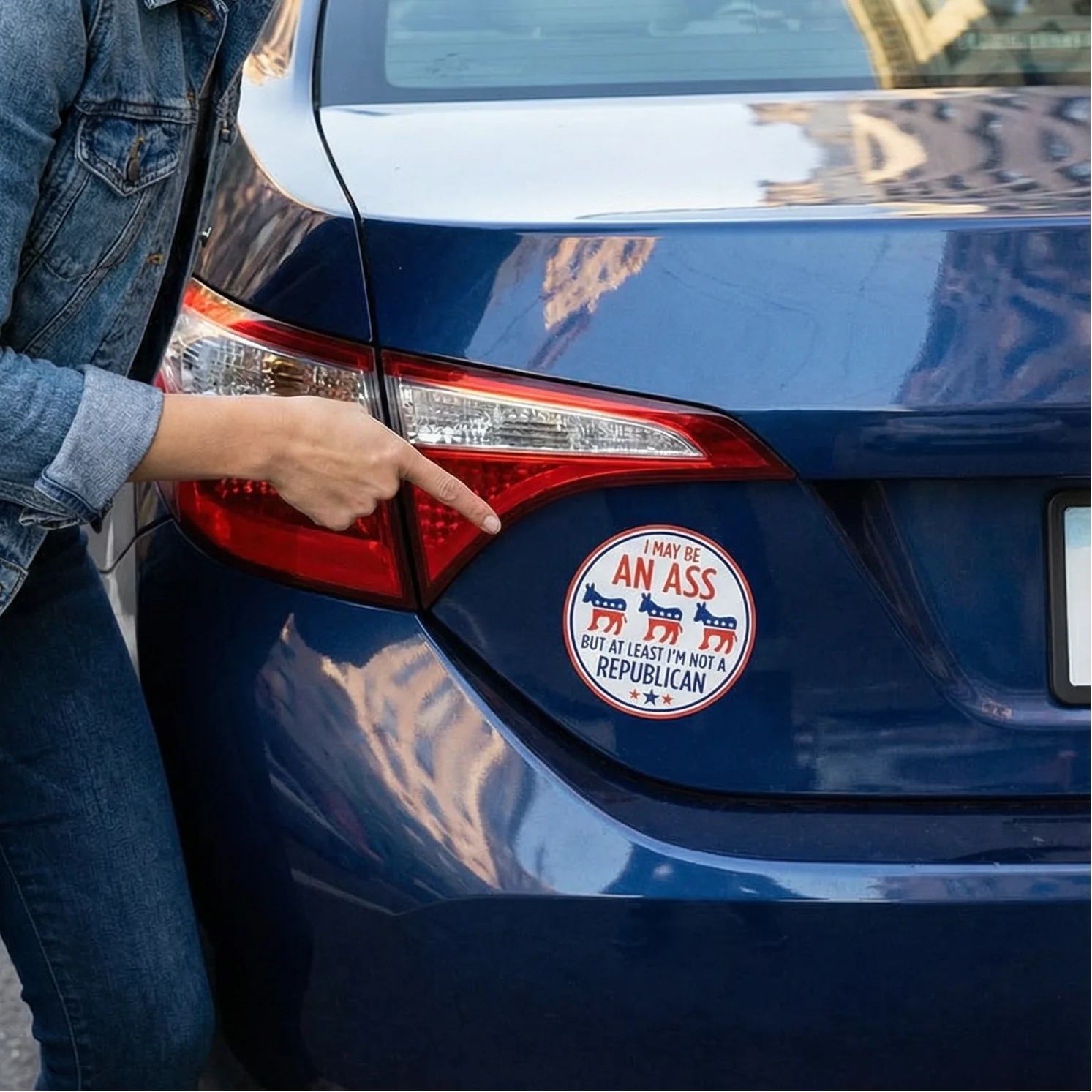 I May be an Ass But At Least I'm Not a Republican Car Magnet | 5" Diameter - Image 7