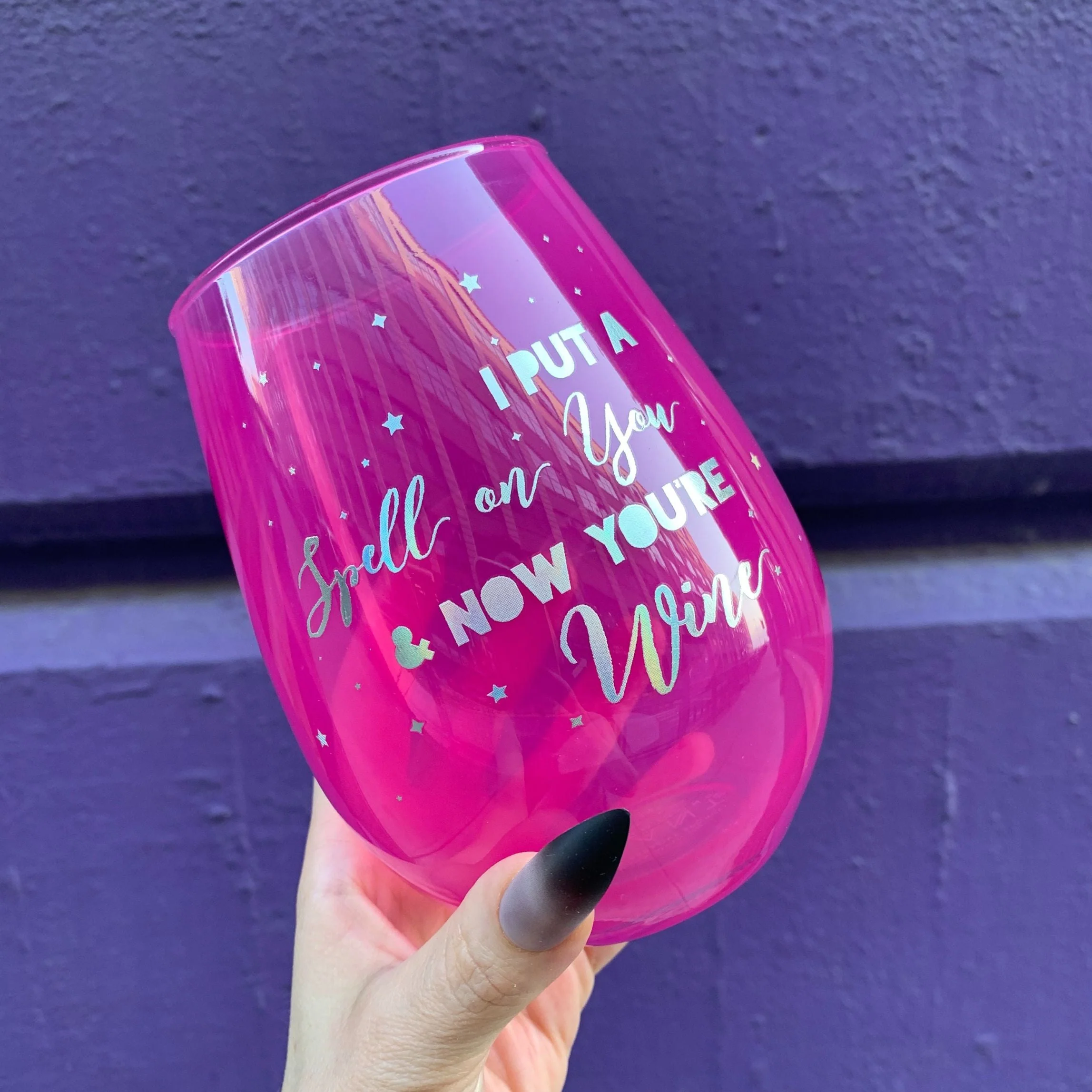 I Put A Spell On You Jumbo Stemless Wine Glass in Hot Pink | Halloween/Holiday Gifts Drinkware - Image 4