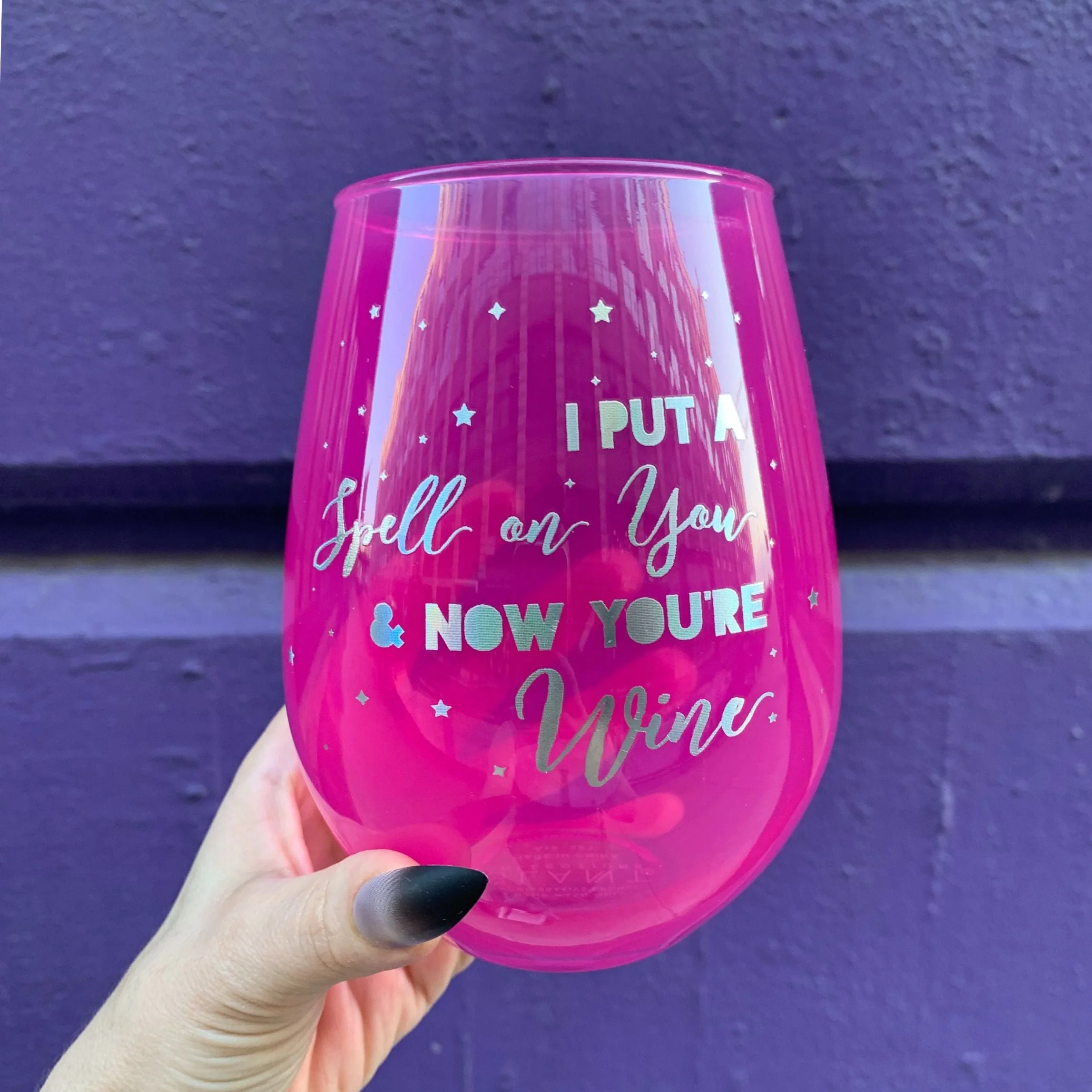I Put A Spell On You Jumbo Stemless Wine Glass in Hot Pink | Halloween/Holiday Gifts Drinkware - Image 9