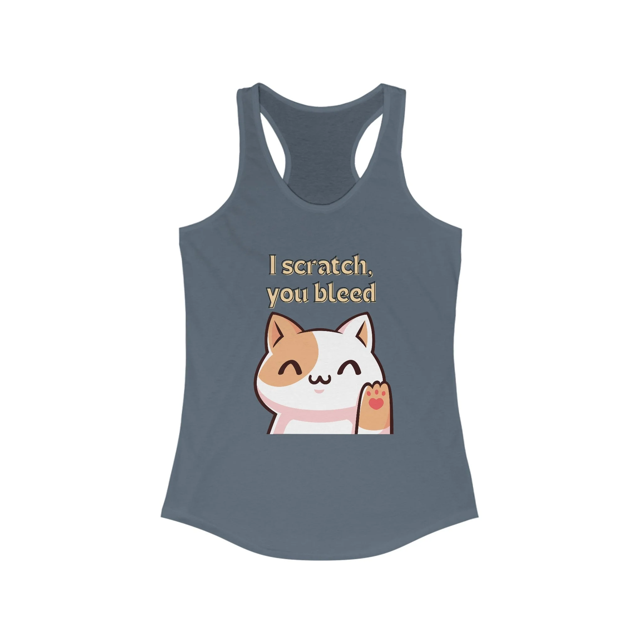 I Scratch You Bleed Cat Women's Ideal Racerback Tank - Image 3