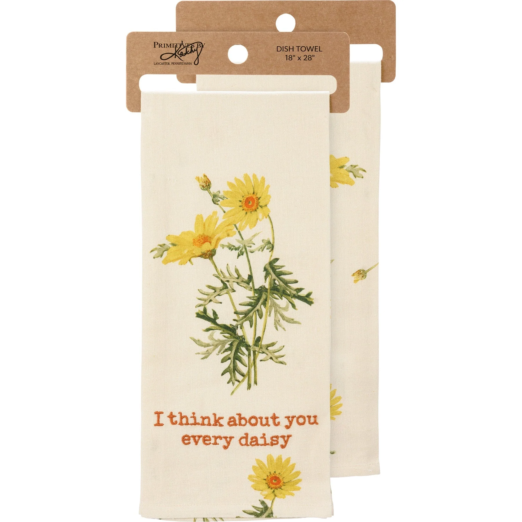 I Think About You Every Daisy Dish Cloth Towel | Novelty Cotten Linen Tea Towel | Cute Kitchen Hand Towel | 18" x 28" - Image 5