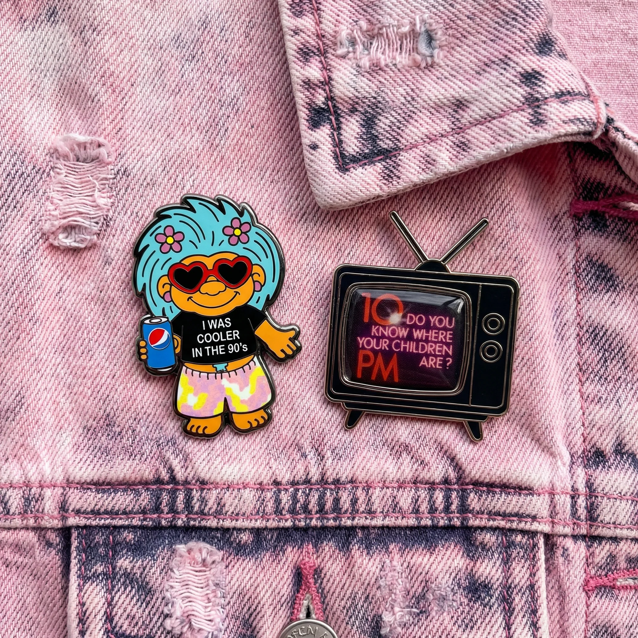 I Was Cooler in the 90’s Troll Doll Enamel Pin | Retro Nostalgic Hard Enamel Lapel Pin - Image 2