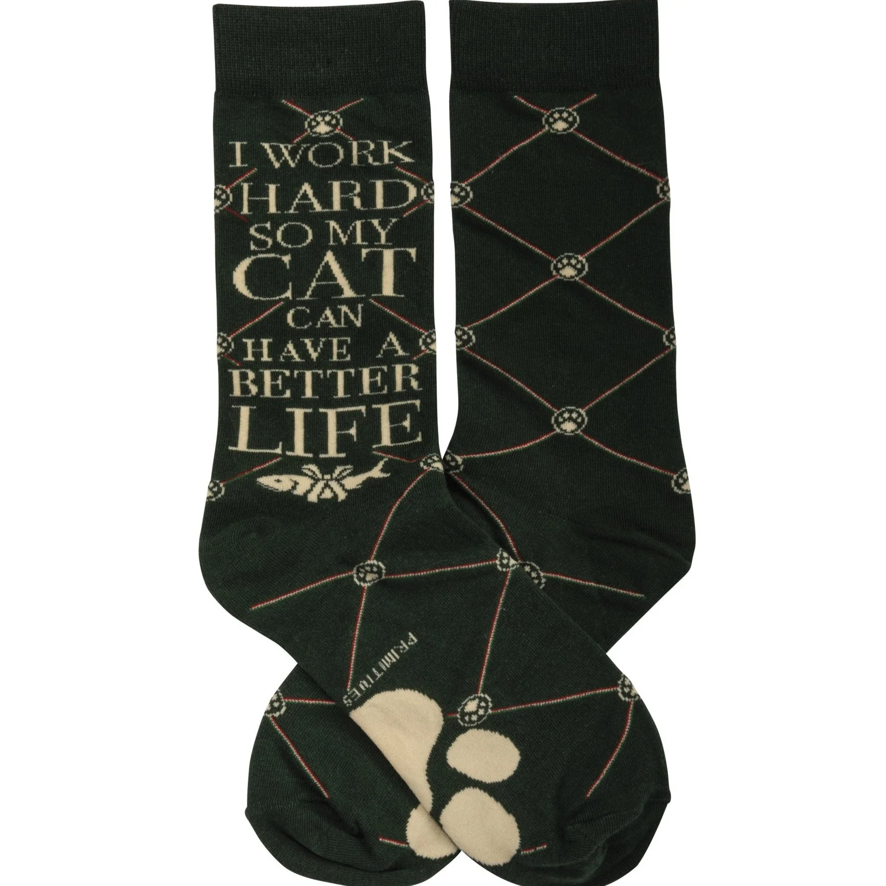 I Work Hard So My Cat Can Have A Better Life Crew Socks - Image 2