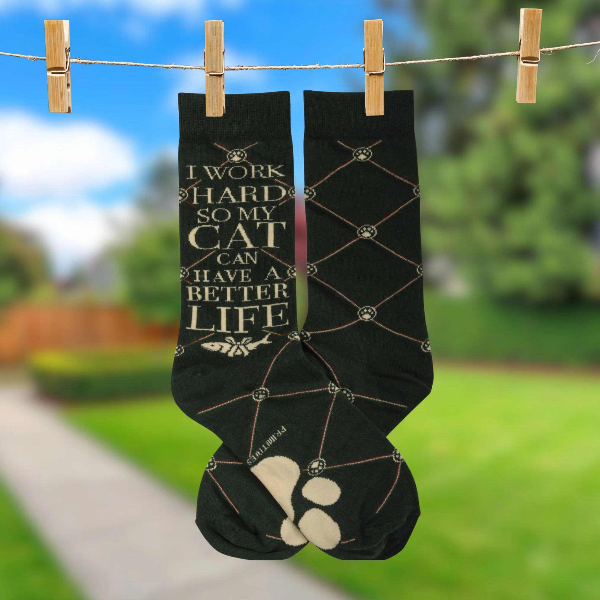 I Work Hard So My Cat Can Have A Better Life Crew Socks - Image 5