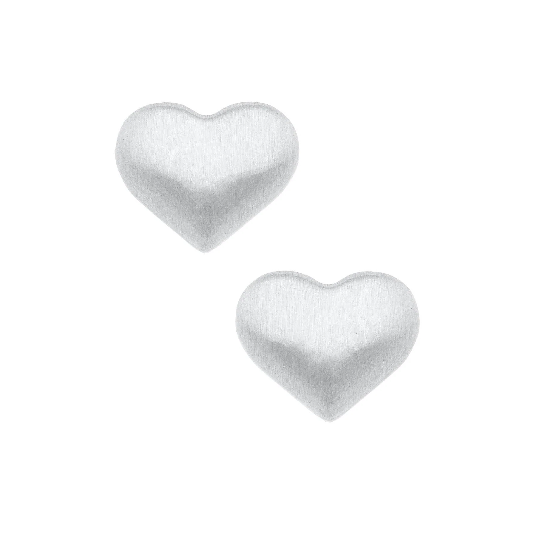 Icon Puffed Heart Stud Earrings in Satin Gold or Silver - Image 3