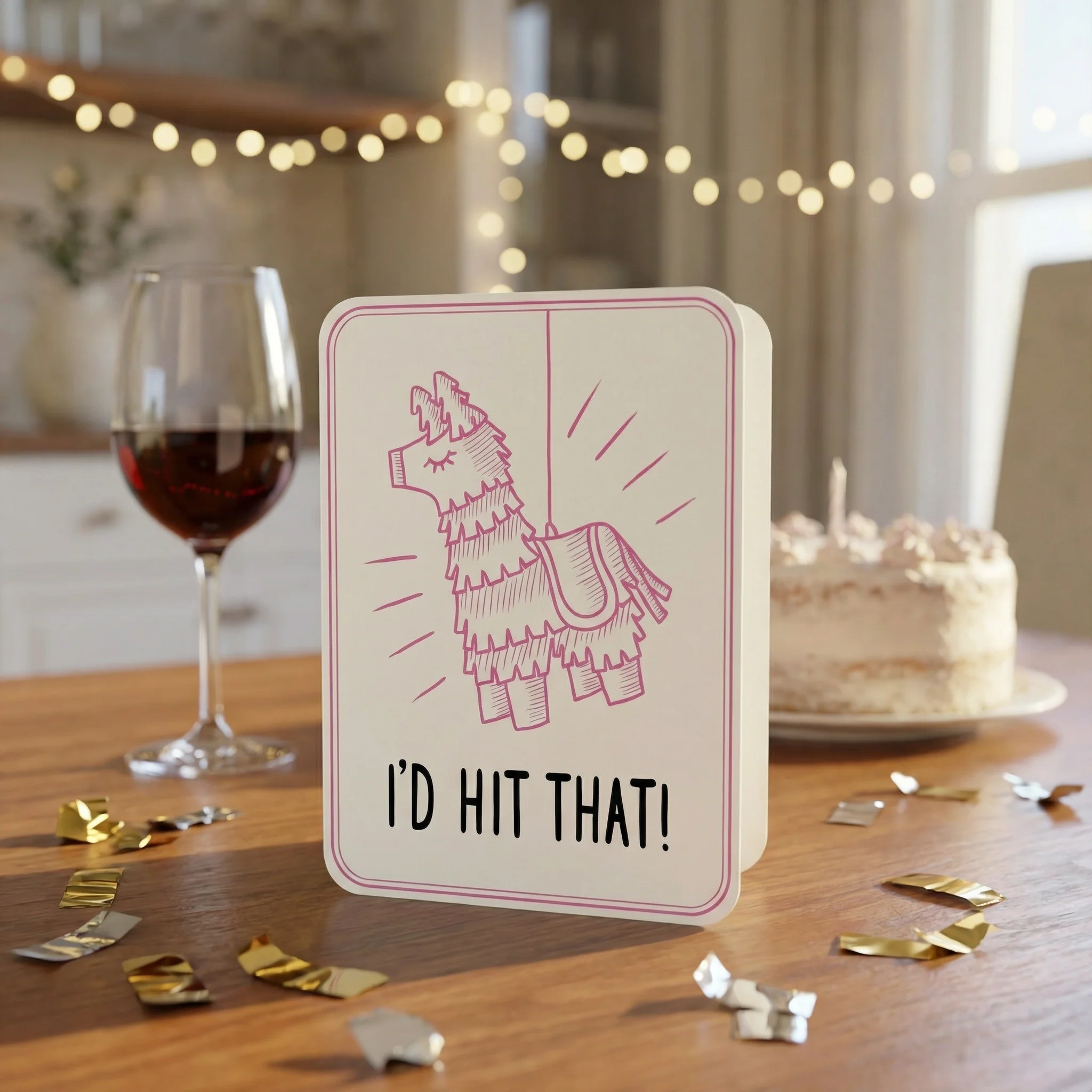 I'd Hit That! Deluxe Piñata Greeting Card with Sticker | Cute Sexy Romance Card - Image 4