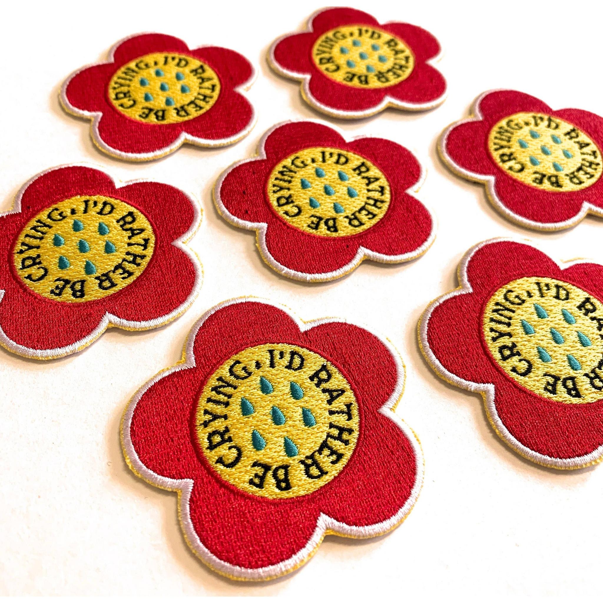 I'D Rather Be Crying Floral Iron On Patch - Image 2