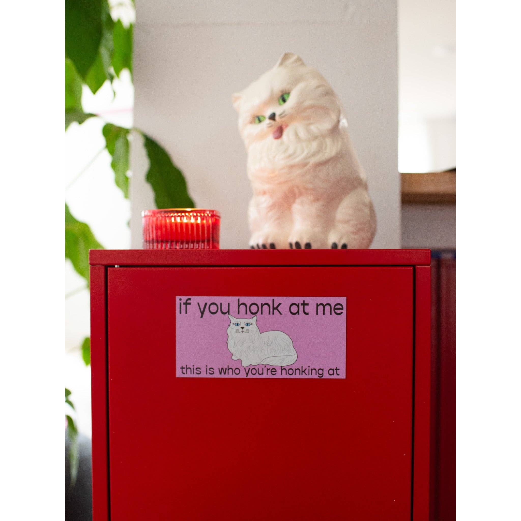 If You Honk Cute Kitty Cat Car Magnet | Weatherproof Vehicle Magnetic Surface Decor | 3.25" x 7" - Image 2