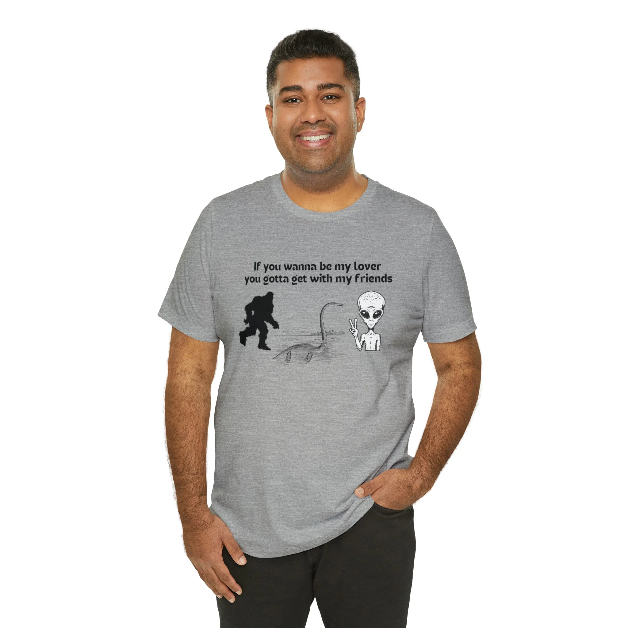 If You Wanna Be My Lover Unisex Jersey Short Sleeve Tee | Bigfoot Dinosaur Alien - Image 22
