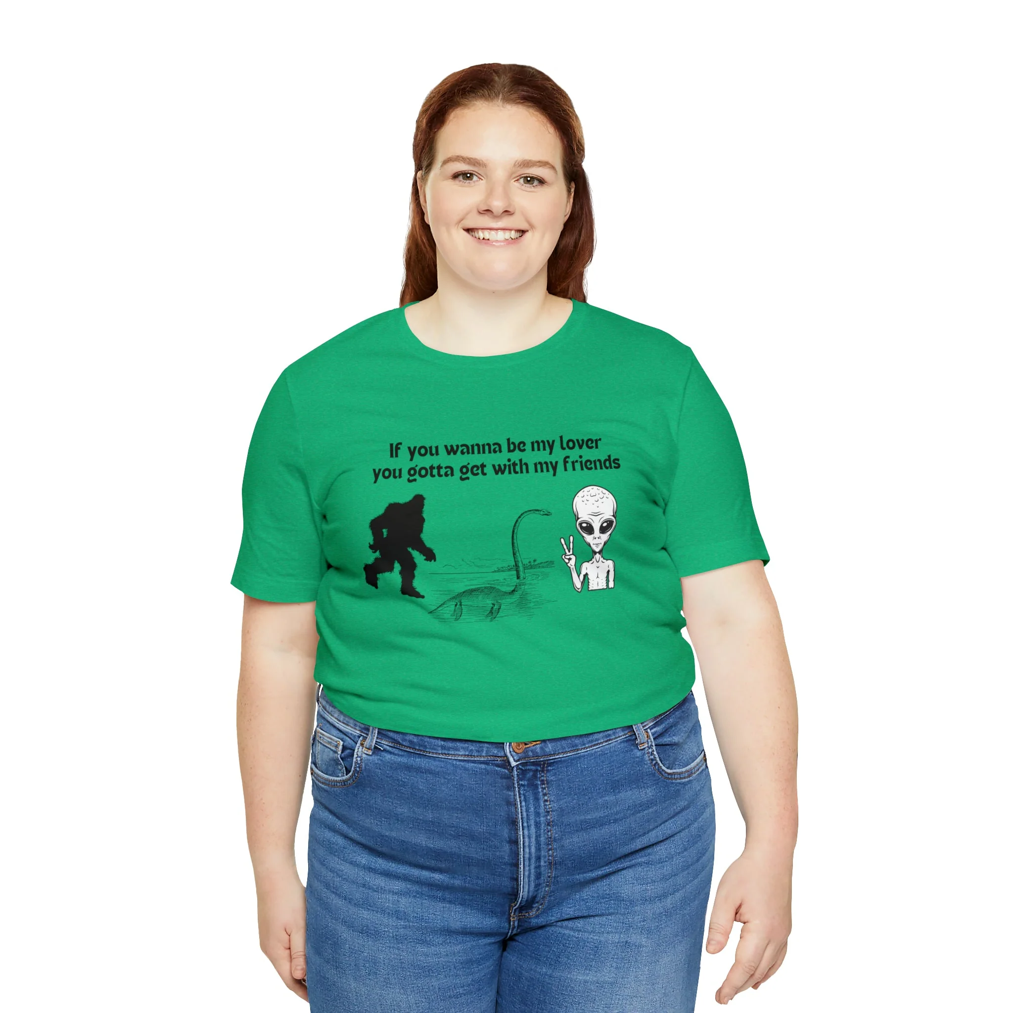 If You Wanna Be My Lover Unisex Jersey Short Sleeve Tee | Bigfoot Dinosaur Alien - Image 54