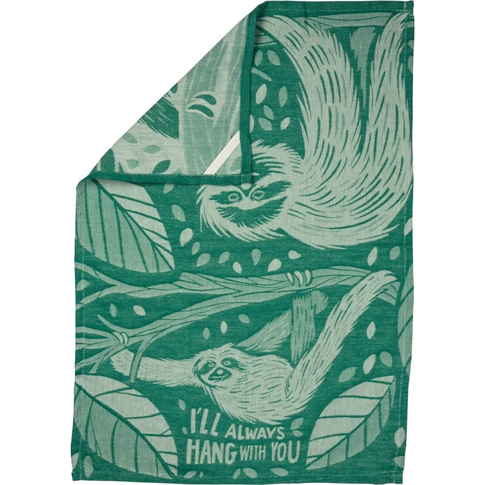 I'll Always Hang With You Sloth Green Funny Snarky Dish Cloth Towel | Ultra Soft and Absorbent Jacquard | All-Over Design | Unfolds 20" x 28" | Giftable - Image 5