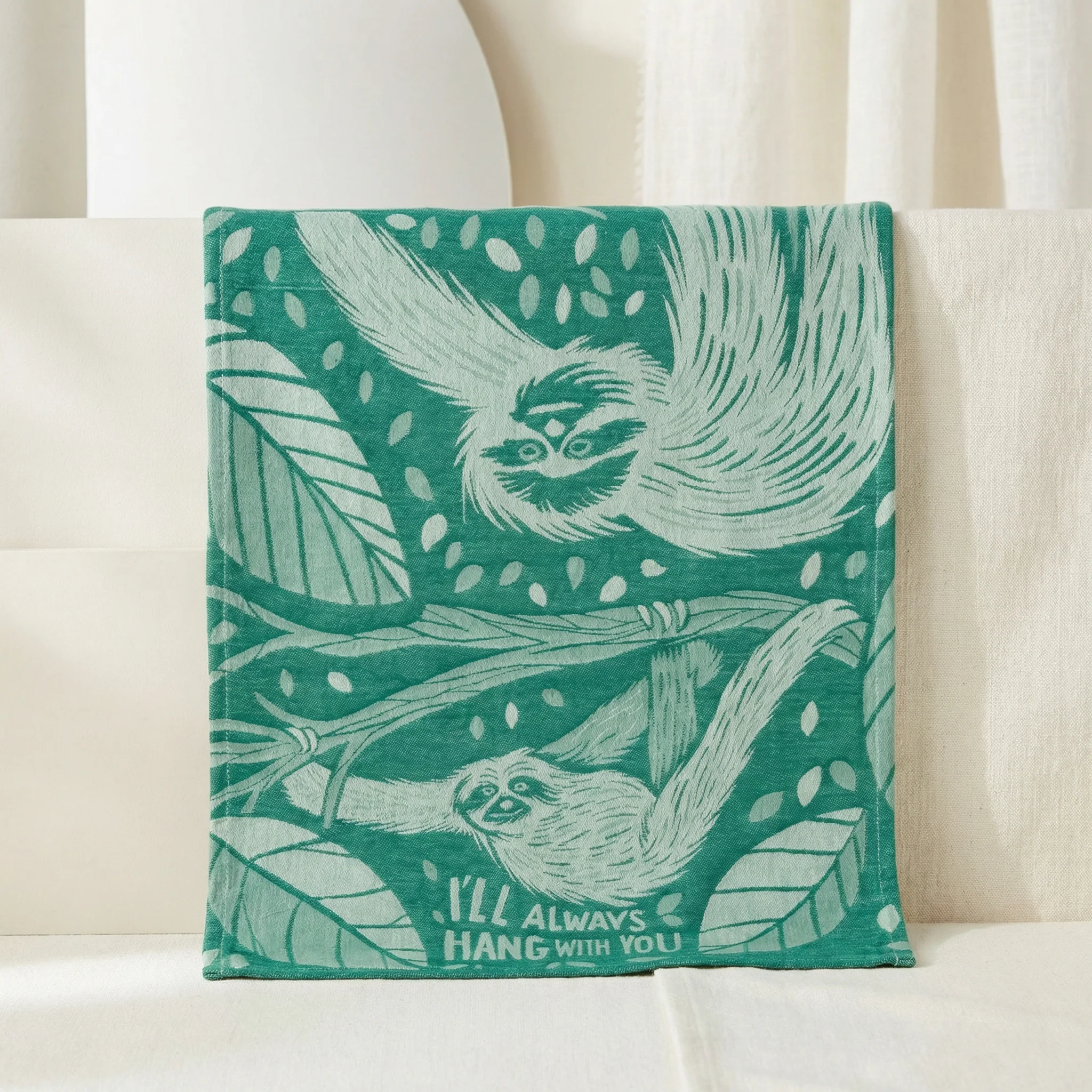 I'll Always Hang With You Sloth Green Funny Snarky Dish Cloth Towel | Ultra Soft and Absorbent Jacquard | All-Over Design | Unfolds 20" x 28" | Giftable - Image 9