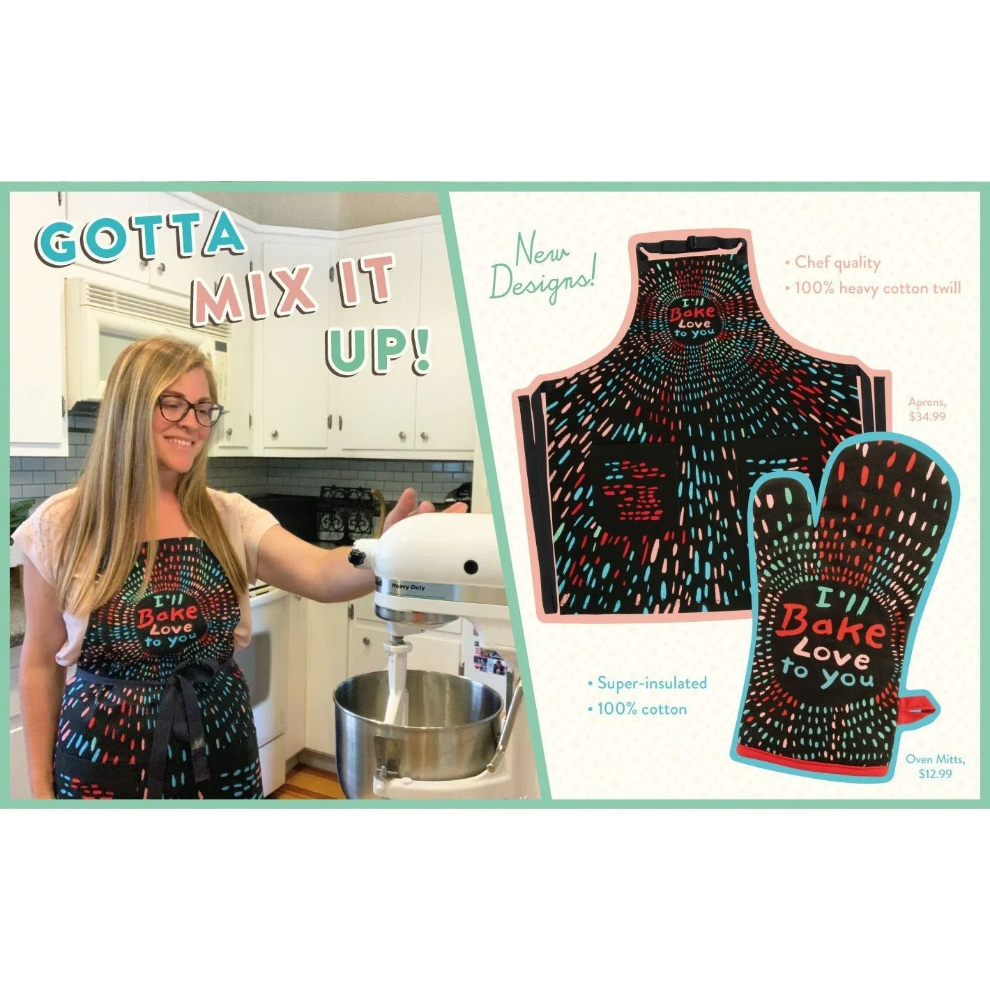 I'll Bake Love To You Funny Cooking and BBQ Apron Unisex 2 Pockets Adjustable Strap 100% Cotton | BlueQ at GetBullish - Image 8