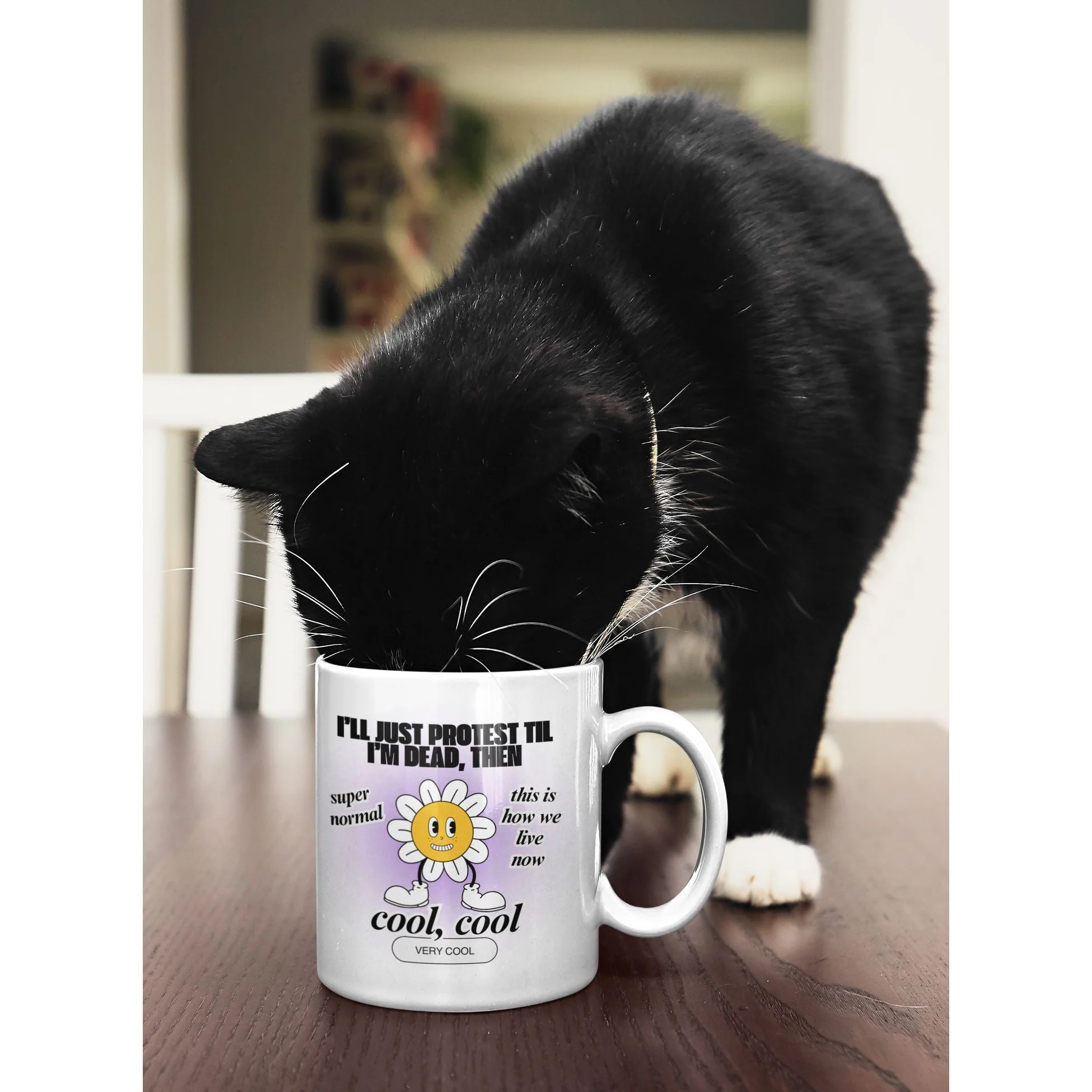I'll Just Protest Til I'm Dead, Then Groovy Flower Ceramic Mug 11oz - Image 6