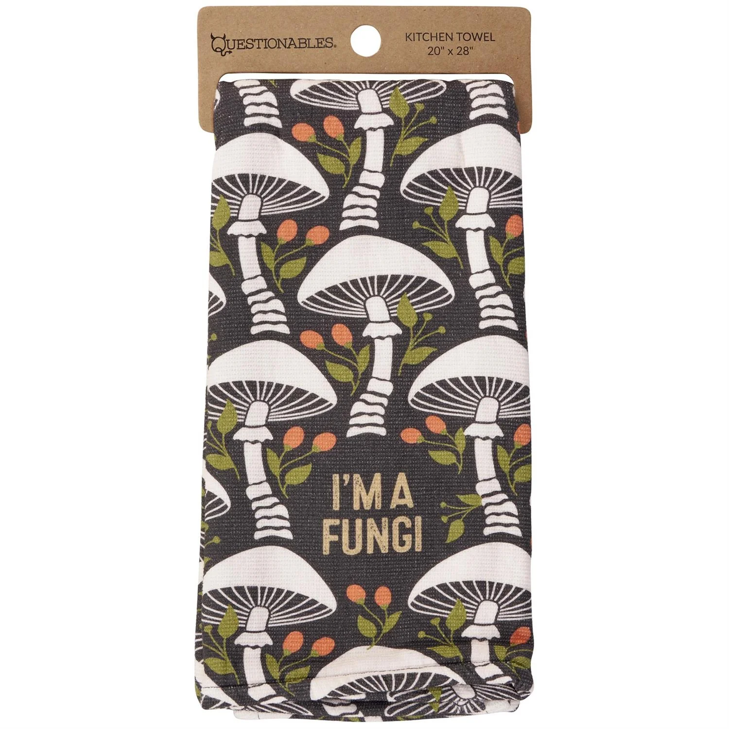 I'm A Fungi Kitchen Towel | Mushroom Pattern Cotton Hand Tea Dish Cloth | 16" x 26" - Image 2