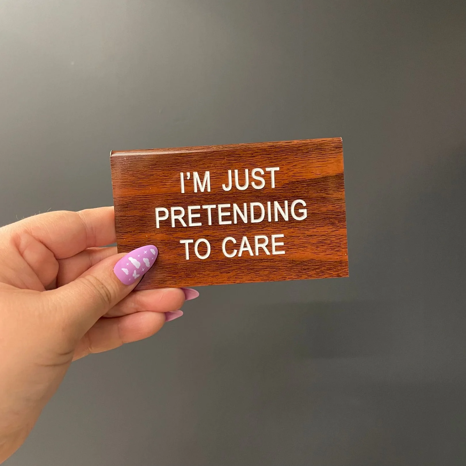 I'm Just Pretending To Care Mini Desk Sign | Funny Nameplate Desk Accessory - Image 2