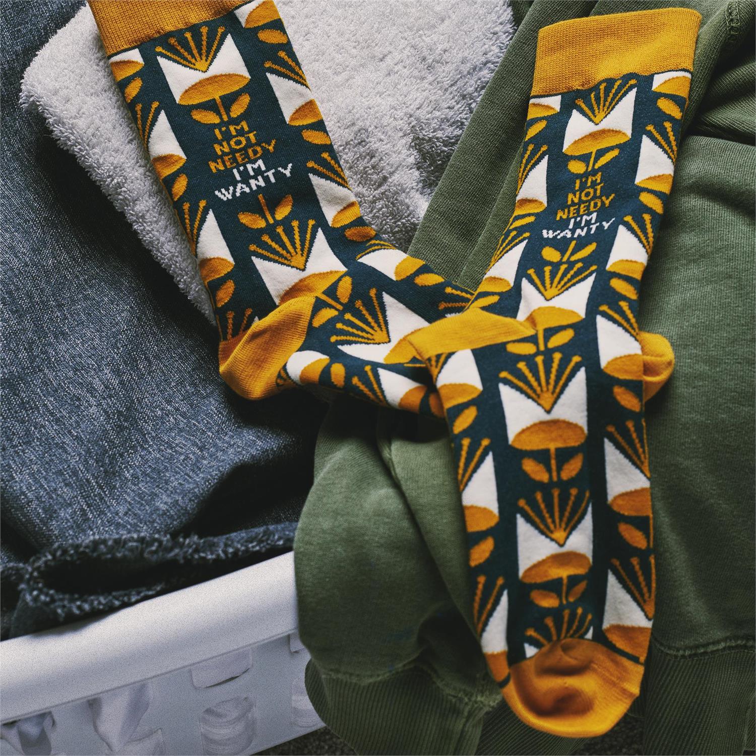 I'm Not Needy I'm Wanty Socks | Floral Pattern Design - Image 7