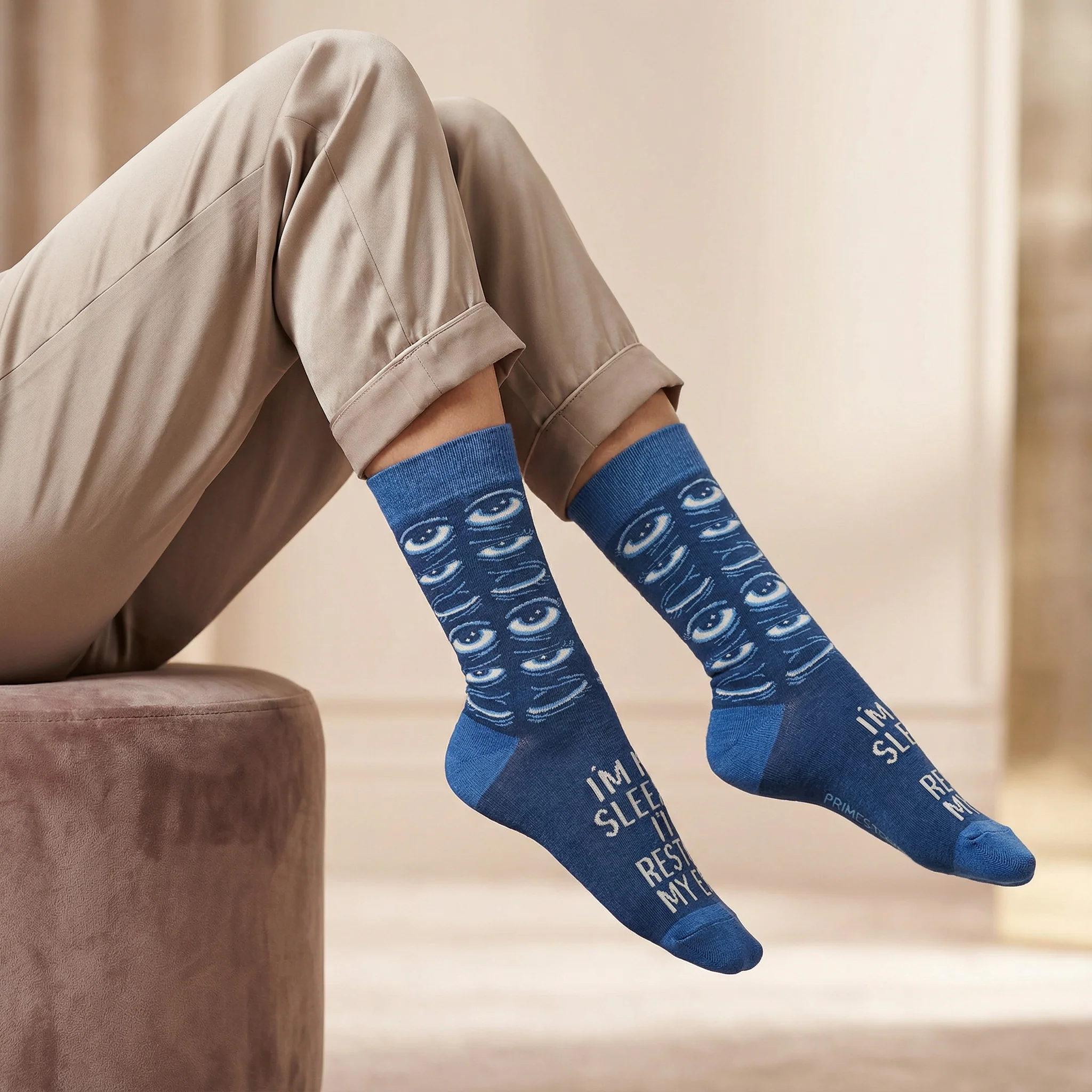 I'm Not Sleeping I'm Resting My Eyes Socks | Sleepy Tired Eyes Novelty Socks - Image 5