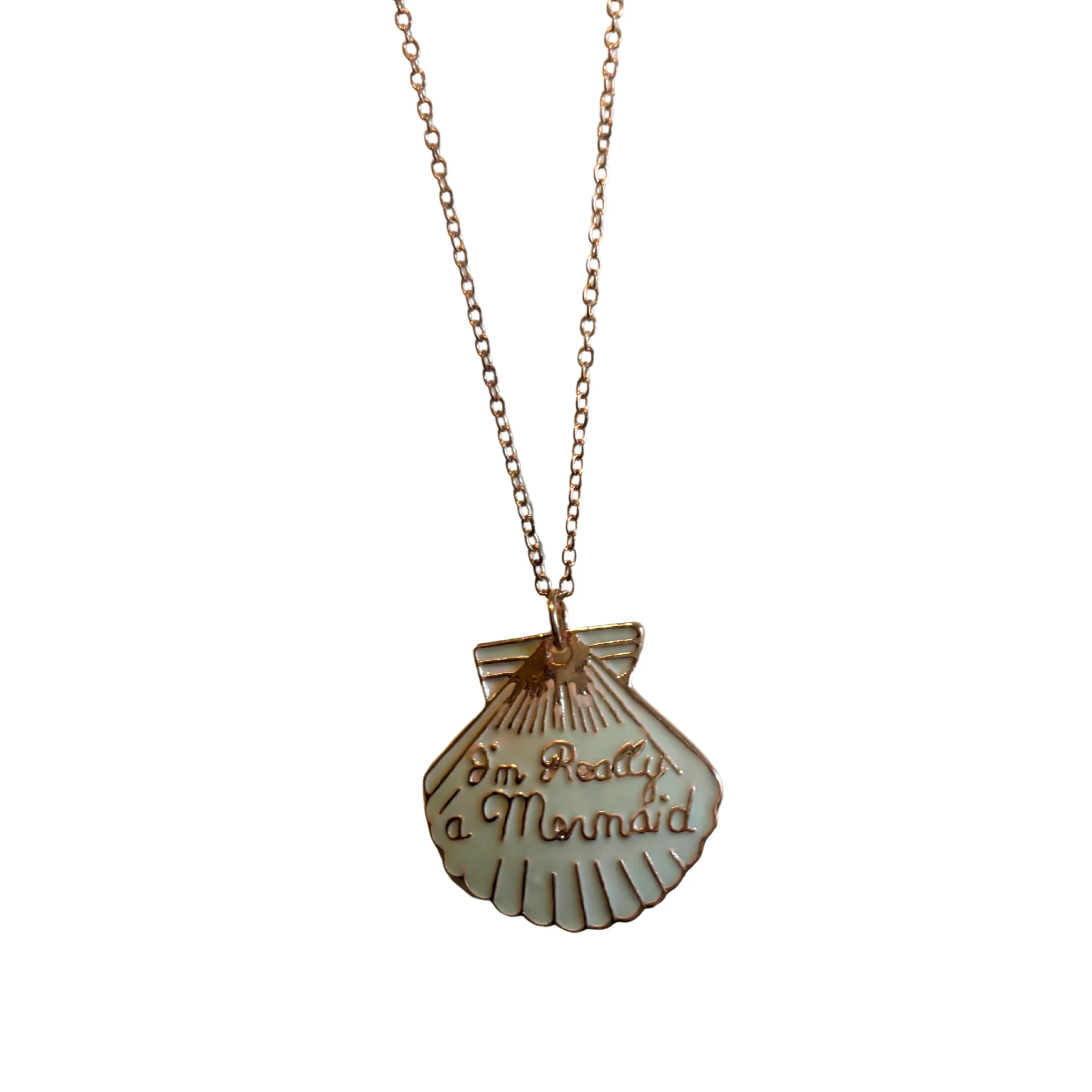 I'm Really a Mermaid Enamel Necklace | Gold Chain Pendant - Image 2