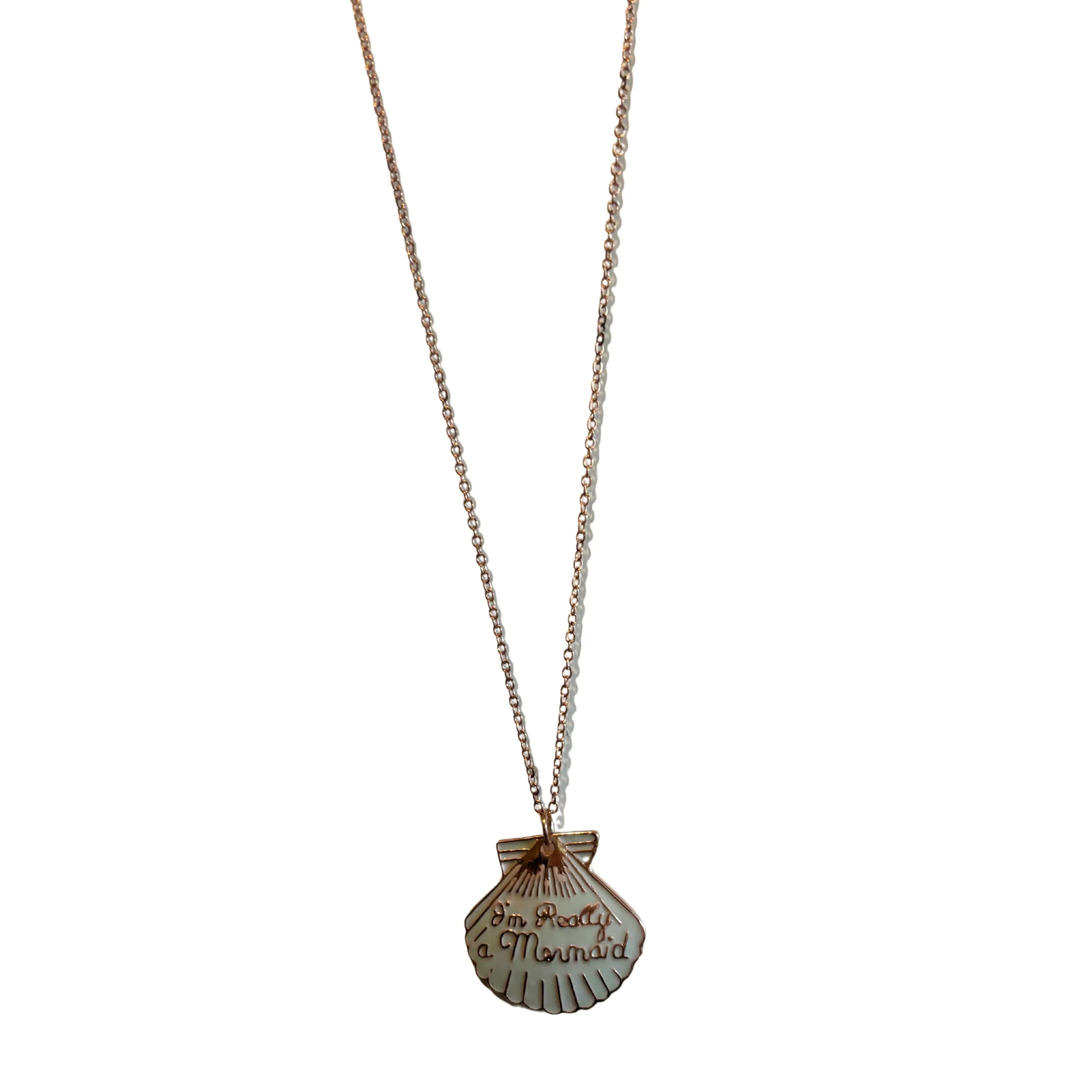 I'm Really a Mermaid Enamel Necklace | Gold Chain Pendant - Image 3