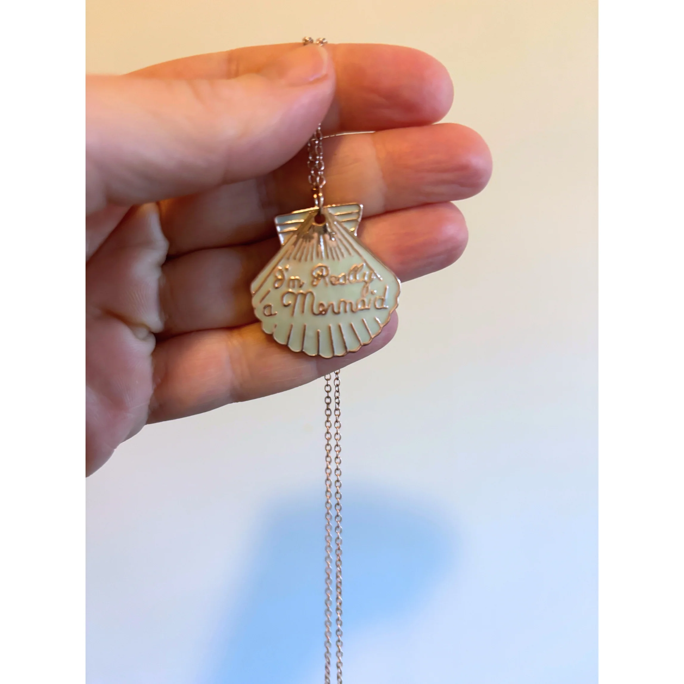 I'm Really a Mermaid Enamel Necklace | Gold Chain Pendant - Image 4