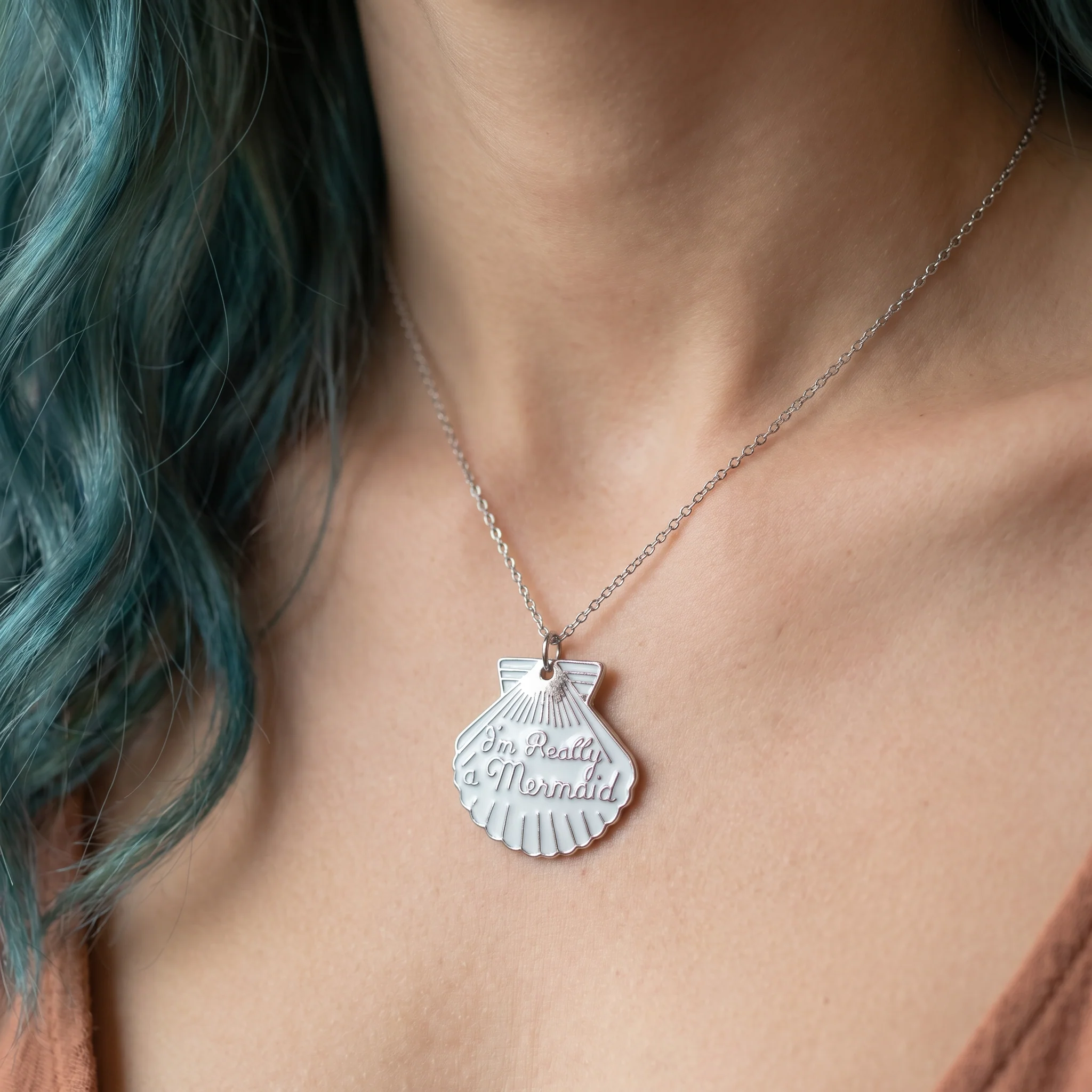 I'm Really a Mermaid Enamel Necklace | Gold Chain Pendant - Image 6