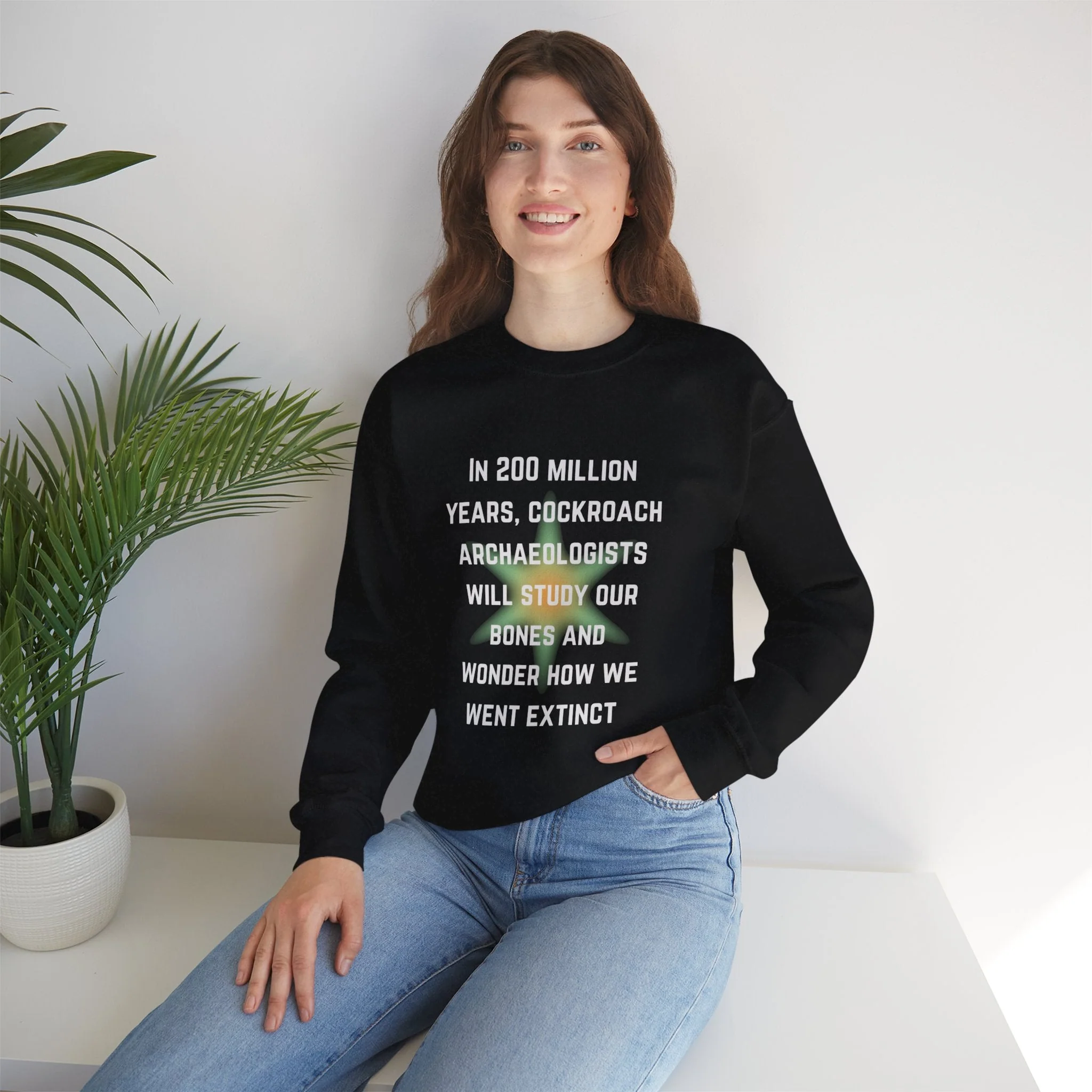 In 200 Million Years Cockroach Archaeologists Will Study Our Bones Unisex Heavy Blend™ Crewneck Sweatshirt (Sizes S-5X) - Image 6