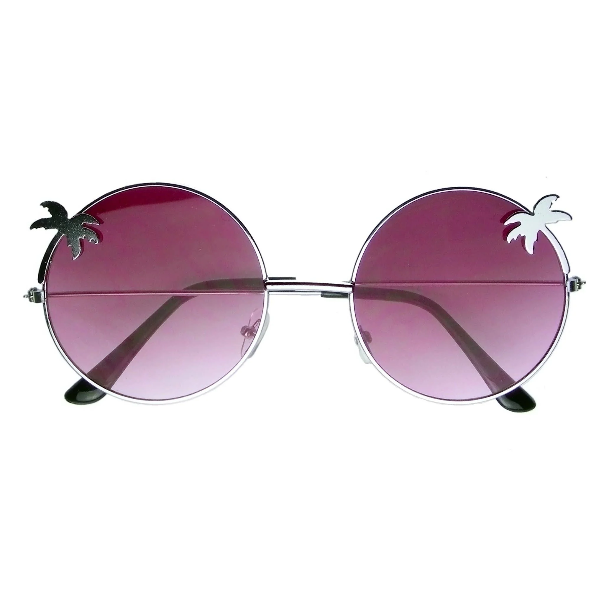 Indie Palm Tree Gradient Lens Round Hippie Sunglasses | Summer Sunnies Eyewear - Image 3