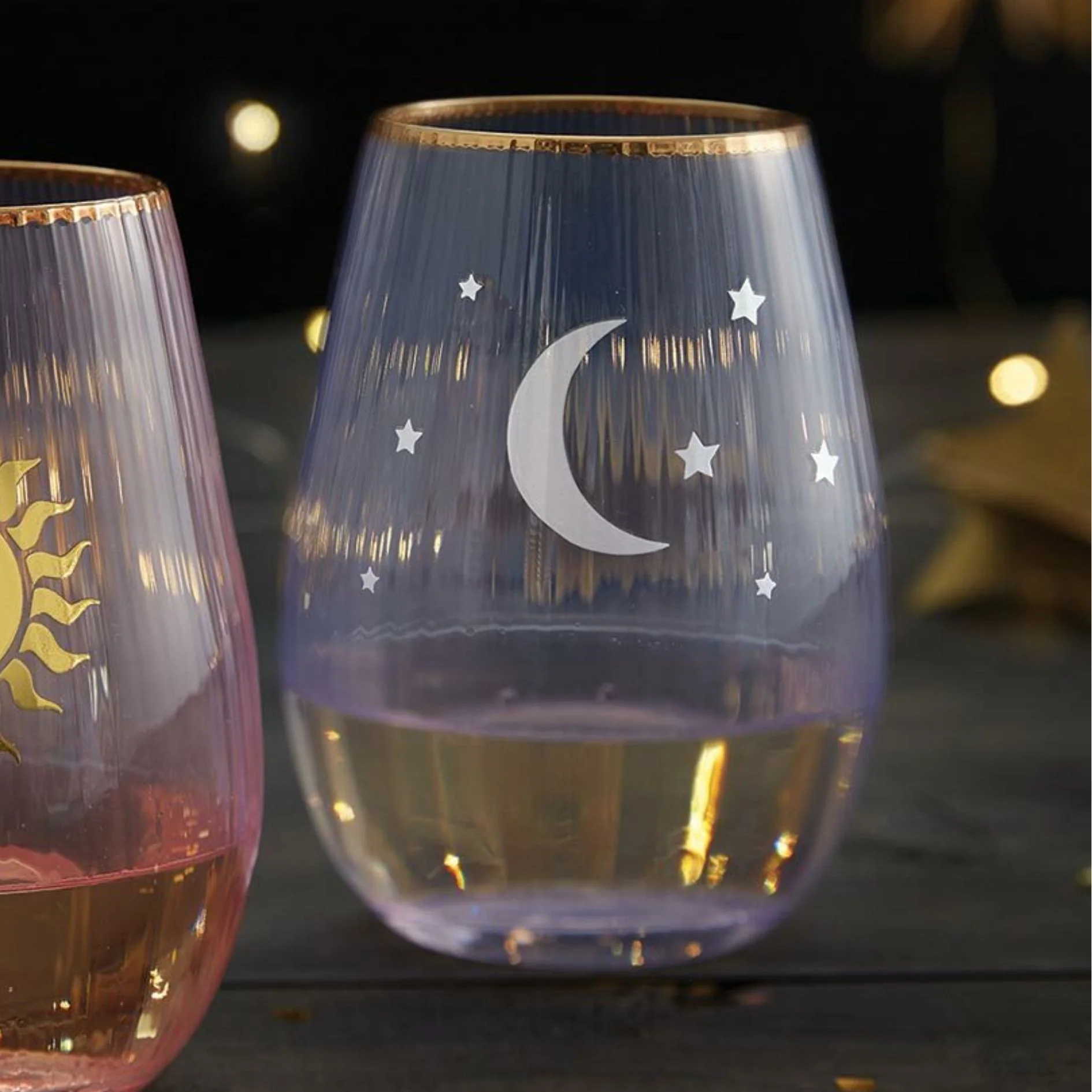 Moon and Stars Beveled Stemless Wine Glass | 19 Oz. - Image 3